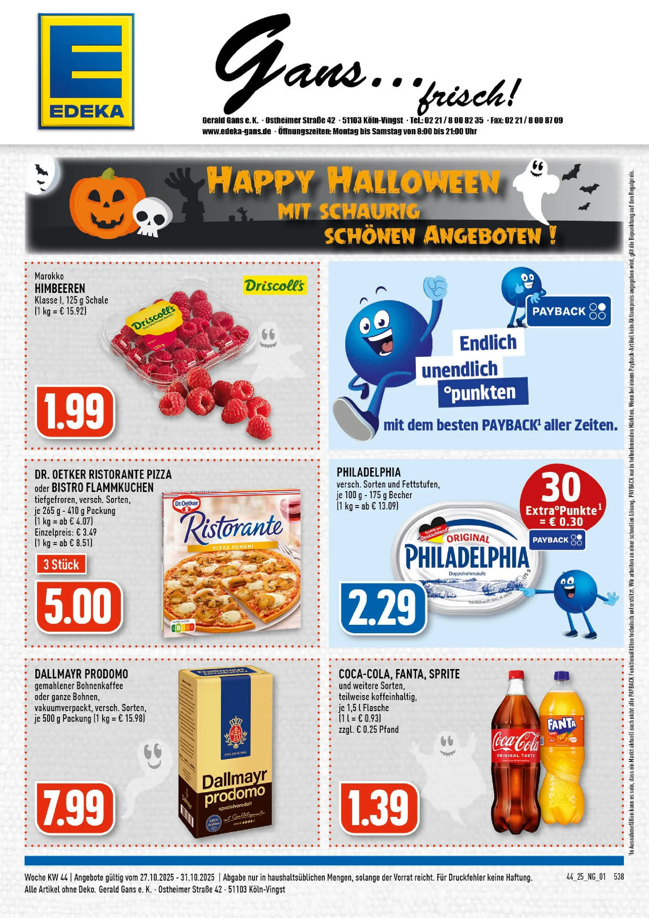 Edeka prospekt Köln-Vingst	 (ab 26.10.2025) » Angebote Online | Seite: 1 | Produkte: Philadelphia, Dallmayr, Pizza, Dallmayr prodomo