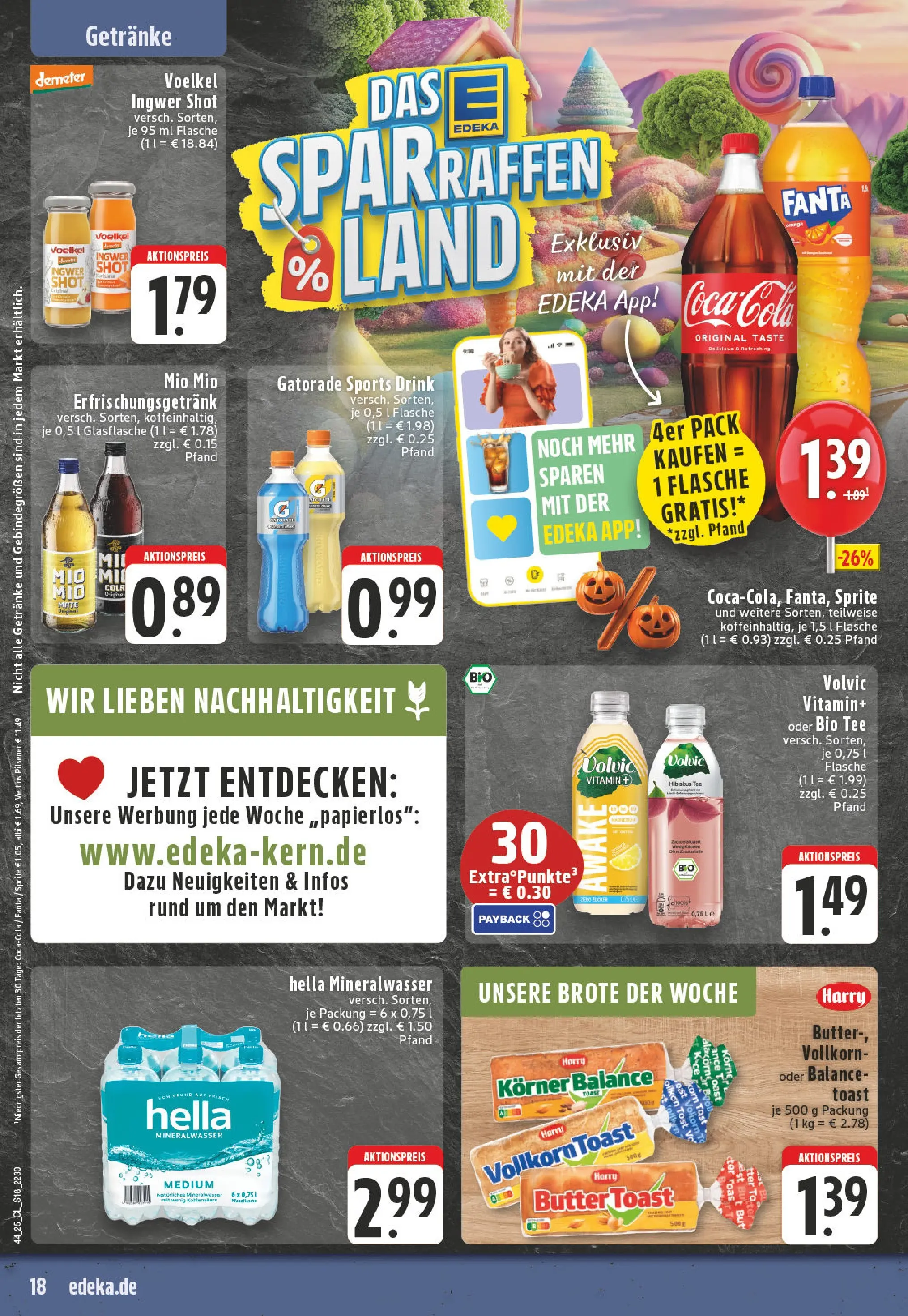 Edeka prospekt Leverkusen	 (ab 26.10.2025) » Angebote Online | Seite: 18 | Produkte: Sprite, Butter, Toast, Mineralwasser