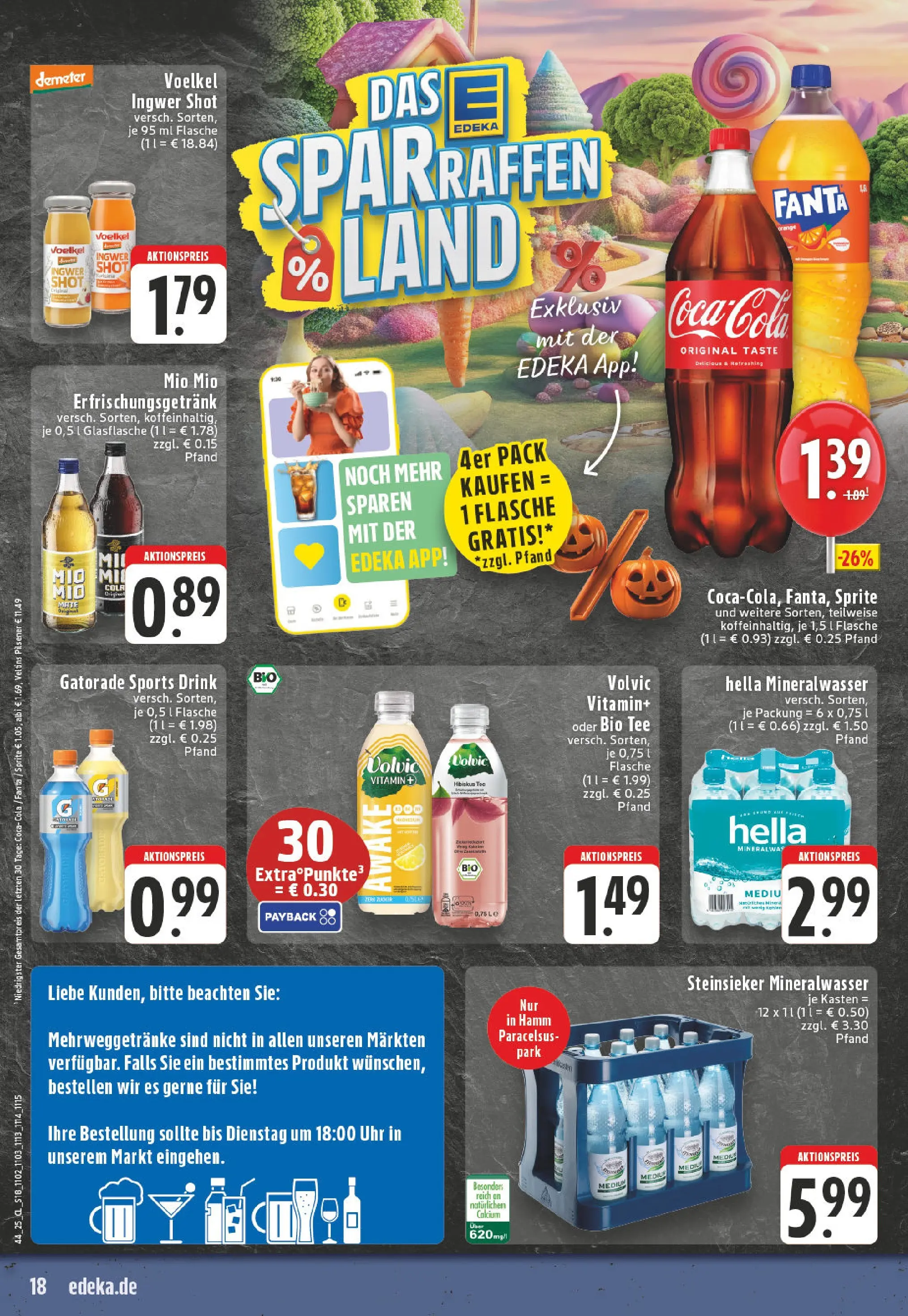 Edeka prospekt Hamm	 (ab 26.10.2025) » Angebote Online | Seite: 18 | Produkte: Fanta, Cola, Tee, Volvic