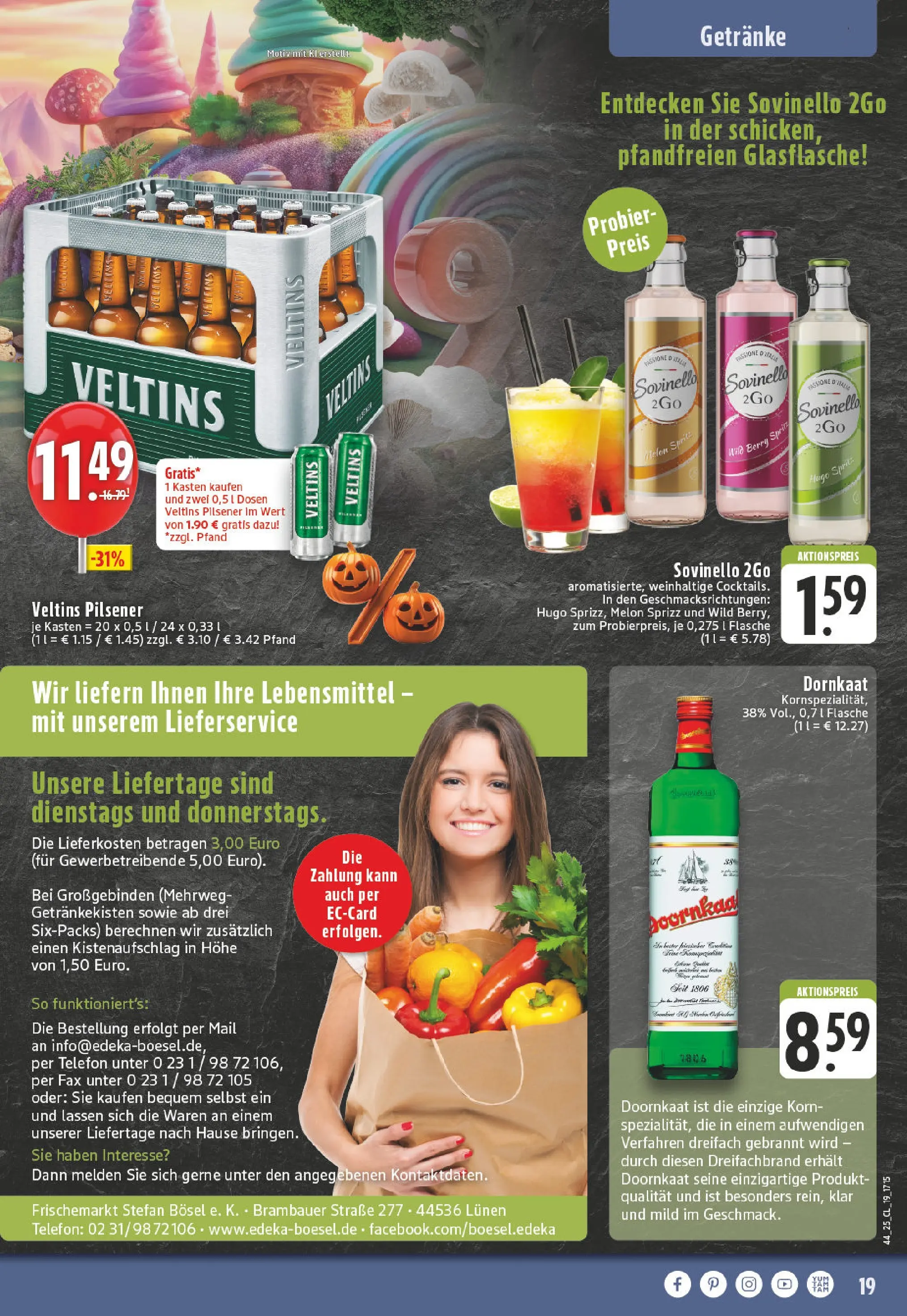 Edeka prospekt Lünen-Brambauer	 (ab 26.10.2025) » Angebote Online | Seite: 19 | Produkte: Hugo, Telefon, Veltins