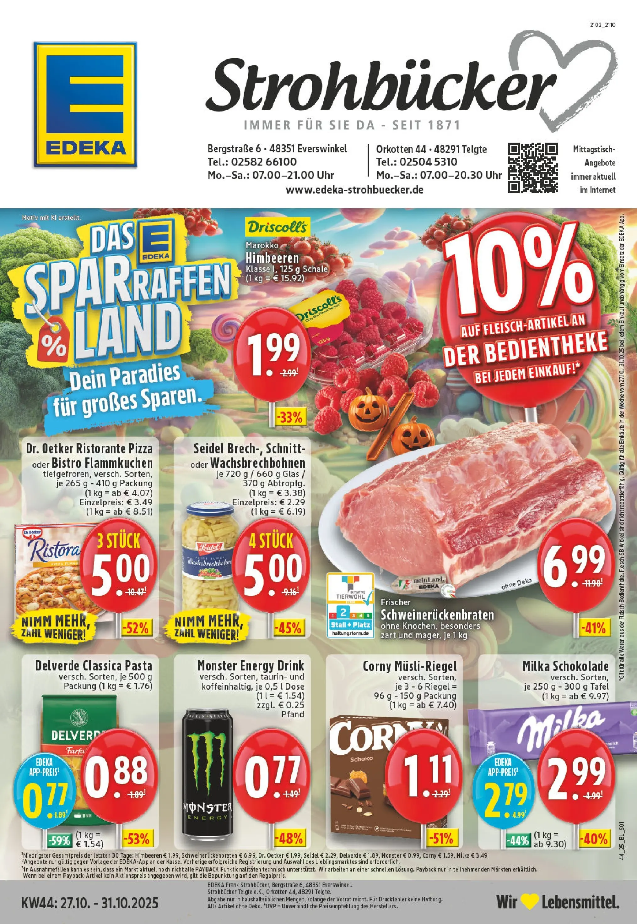 Edeka prospekt Telgte	 (ab 26.10.2025) » Angebote Online | Seite: 1 | Produkte: Himbeeren, Ristorante, Energy, Pasta