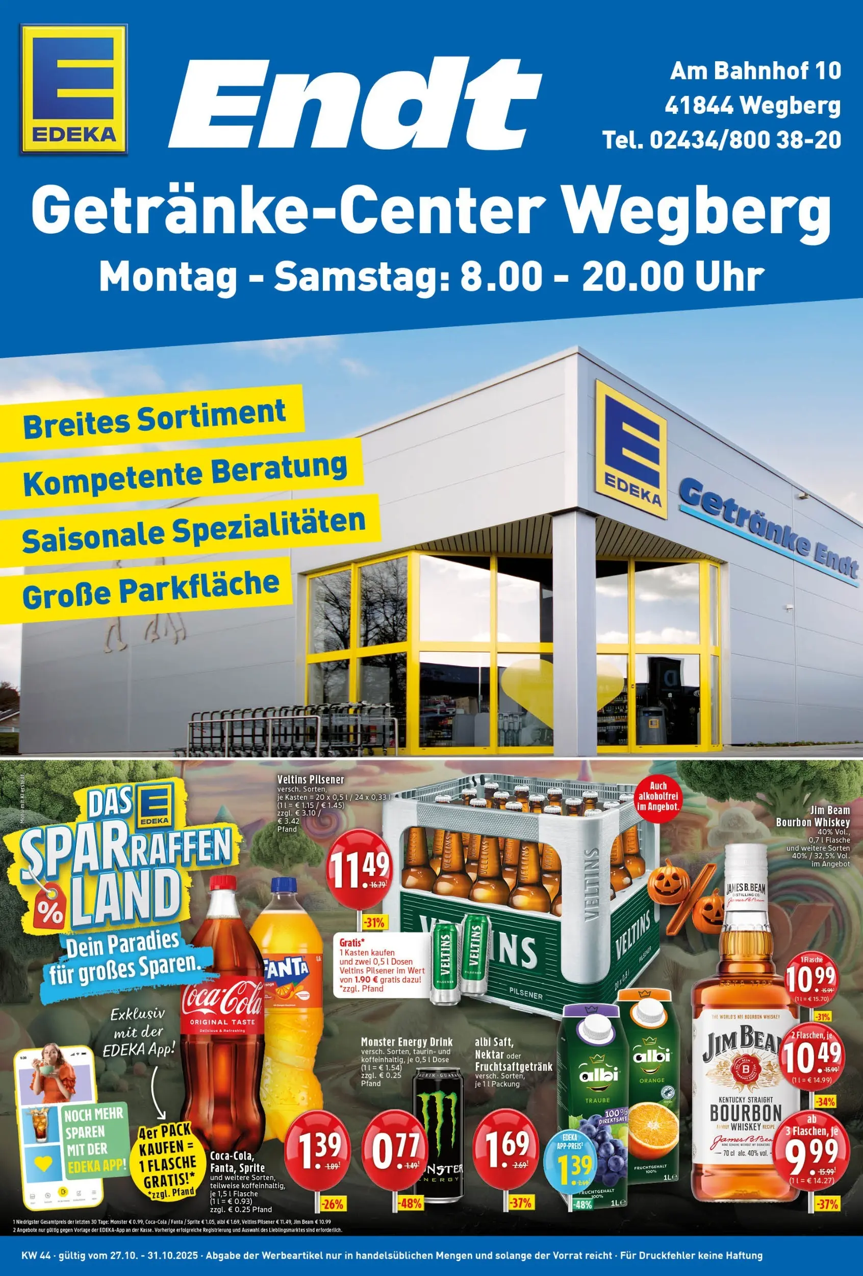 Edeka prospekt Wegberg	 (ab 26.10.2025) » Angebote Online | Seite: 1 | Produkte: Jim beam, Bourbon, Whiskey, Veltins
