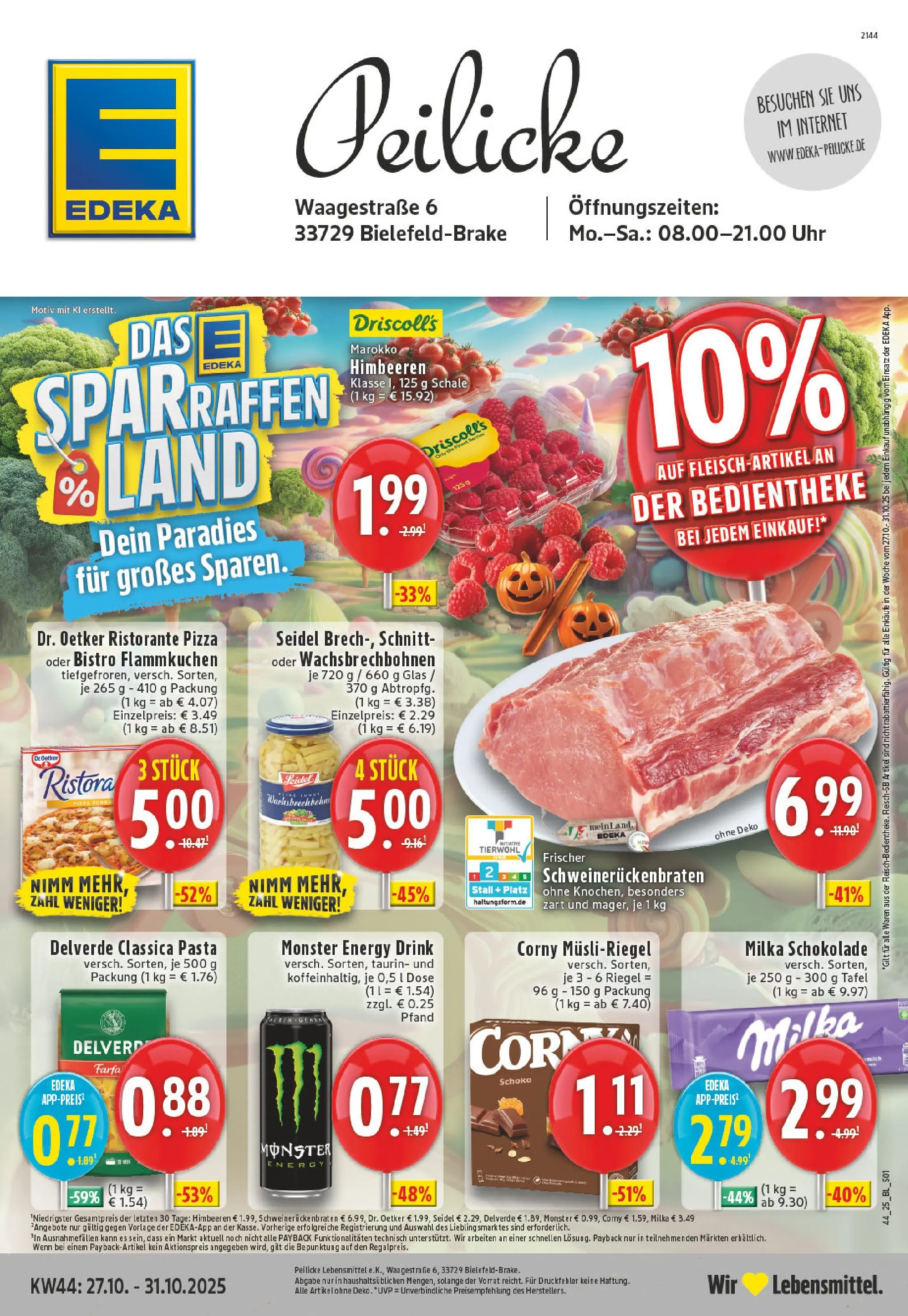 Edeka prospekt Bielefeld-Brake	 (ab 26.10.2025) » Angebote Online | Seite: 1 | Produkte: Ristorante, Milka schokolade, Milka, Pizza