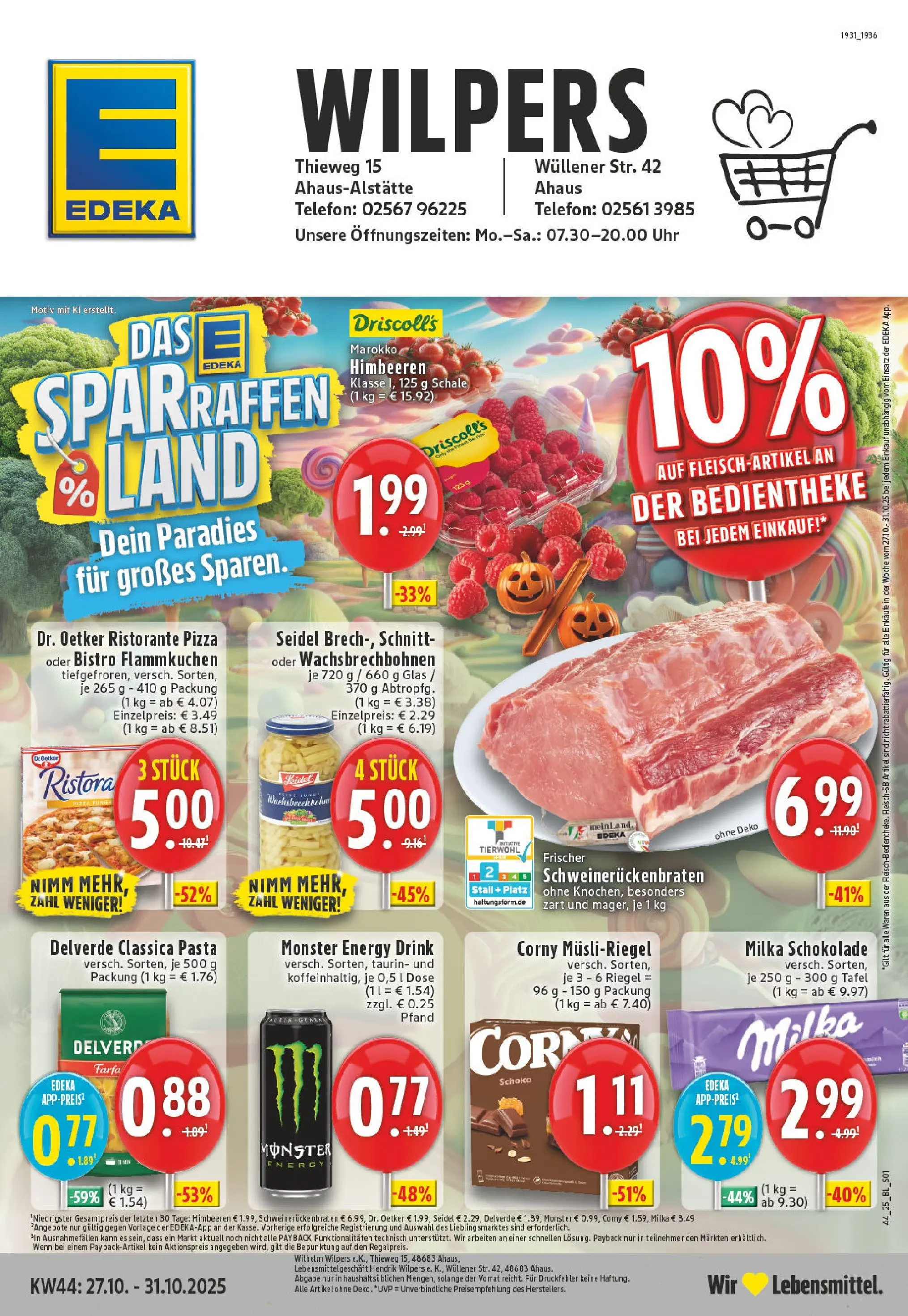 Edeka prospekt Ahaus	 (ab 26.10.2025) » Angebote Online | Seite: 1 | Produkte: Himbeeren, Ristorante, Milka, Telefon