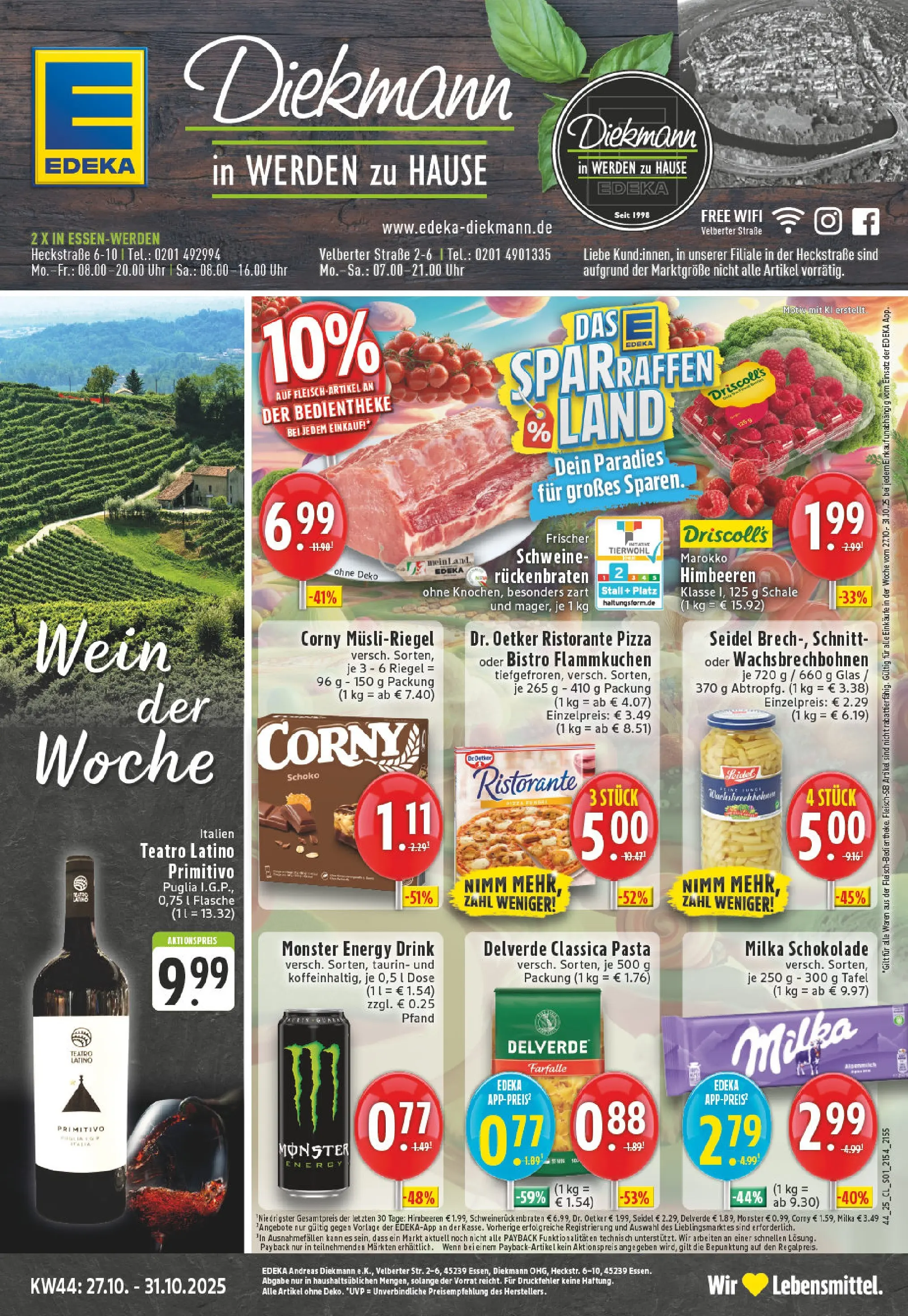 Edeka prospekt Essen-Werden	 (ab 26.10.2025) » Angebote Online | Seite: 1 | Produkte: Milka schokolade, Milka, Pizza, Wein