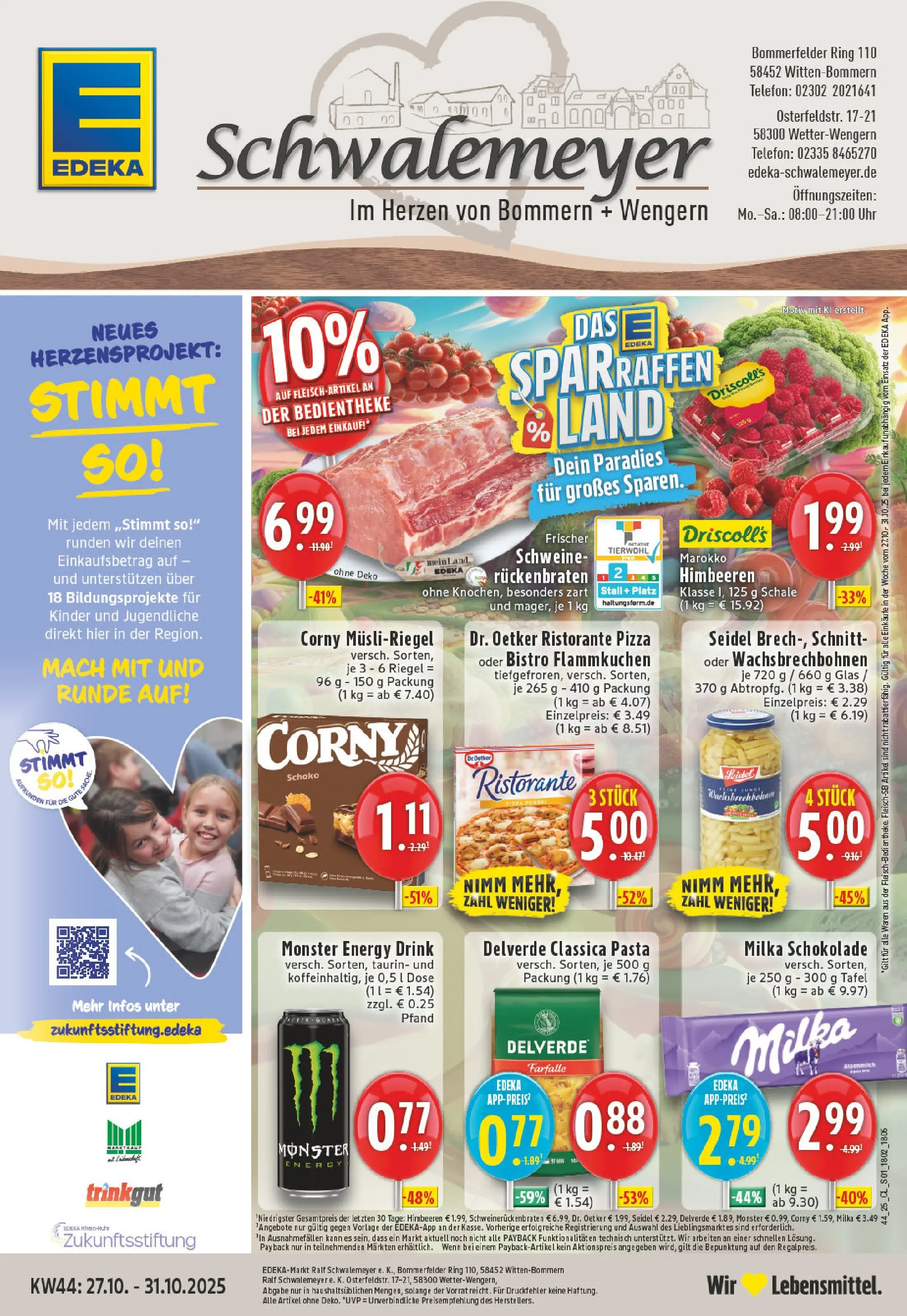 Edeka prospekt Witten-Bommern	 (ab 26.10.2025) » Angebote Online | Seite: 1 | Produkte: Himbeeren, Ristorante, Energy, Uhr
