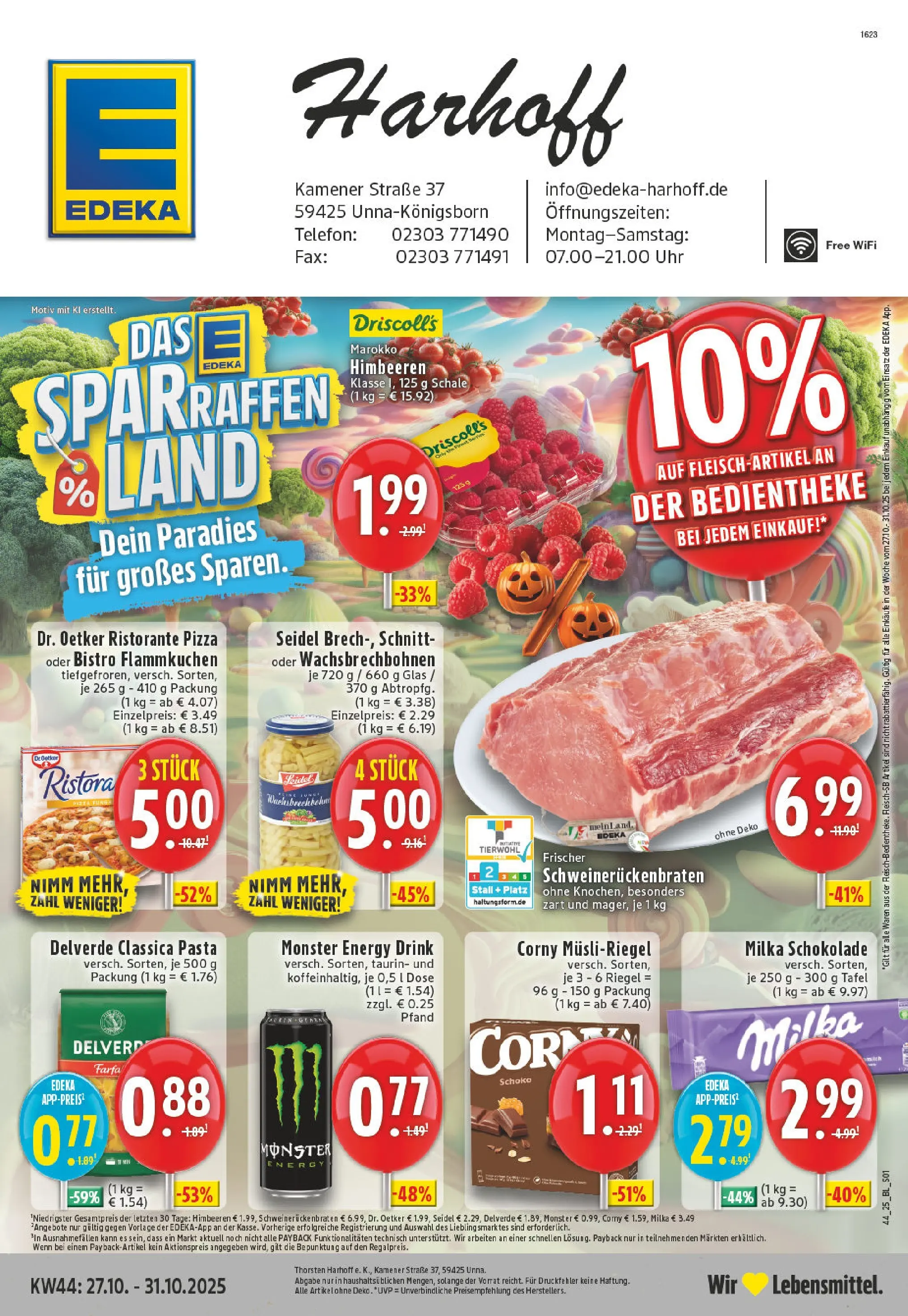 Edeka prospekt Unna	 (ab 26.10.2025) » Angebote Online | Seite: 1 | Produkte: Himbeeren, Energy, Milka, Uhr