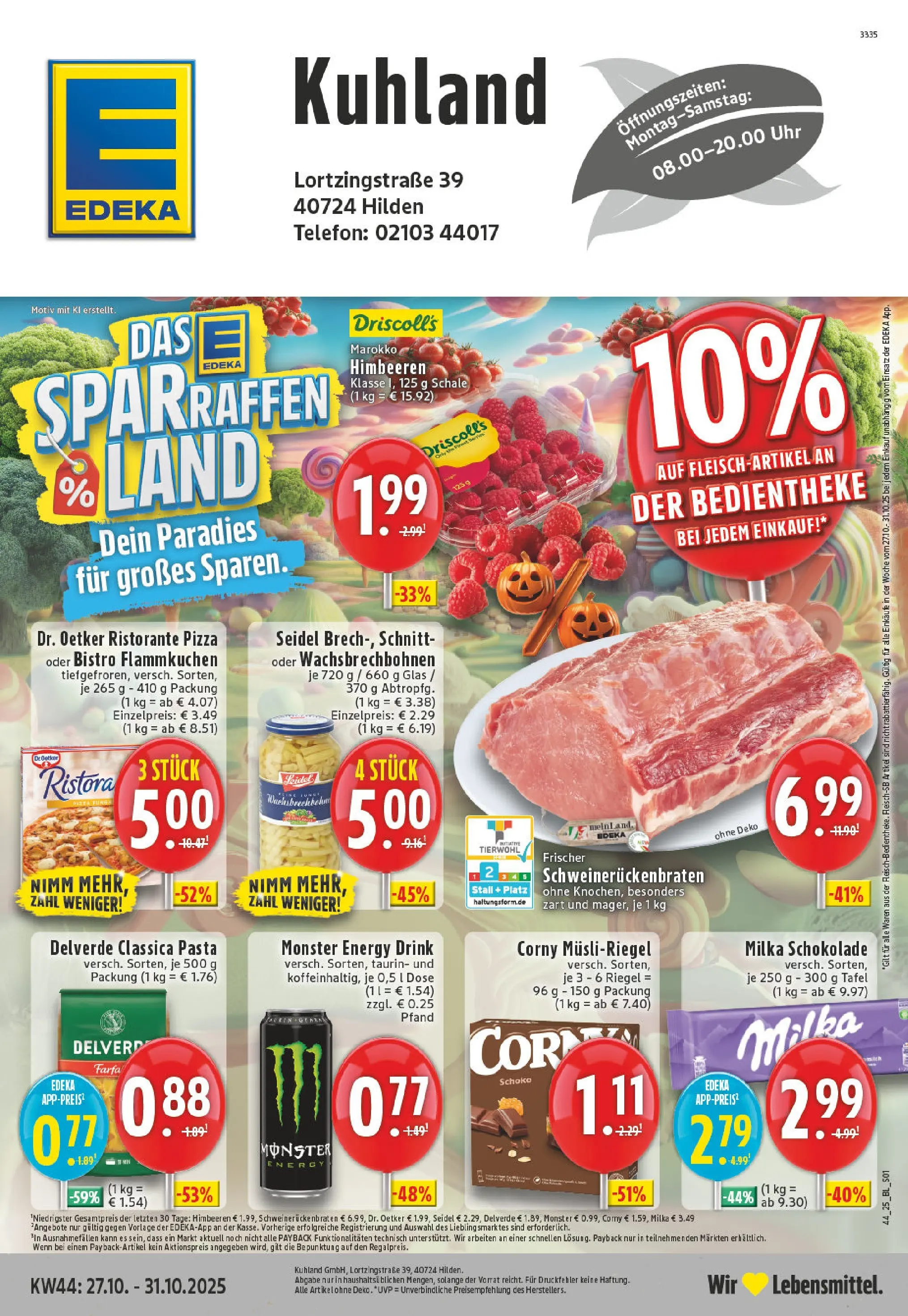 Edeka prospekt Hilden	 (ab 26.10.2025) » Angebote Online | Seite: 1 | Produkte: Milka schokolade, Milka, Monster, Pasta
