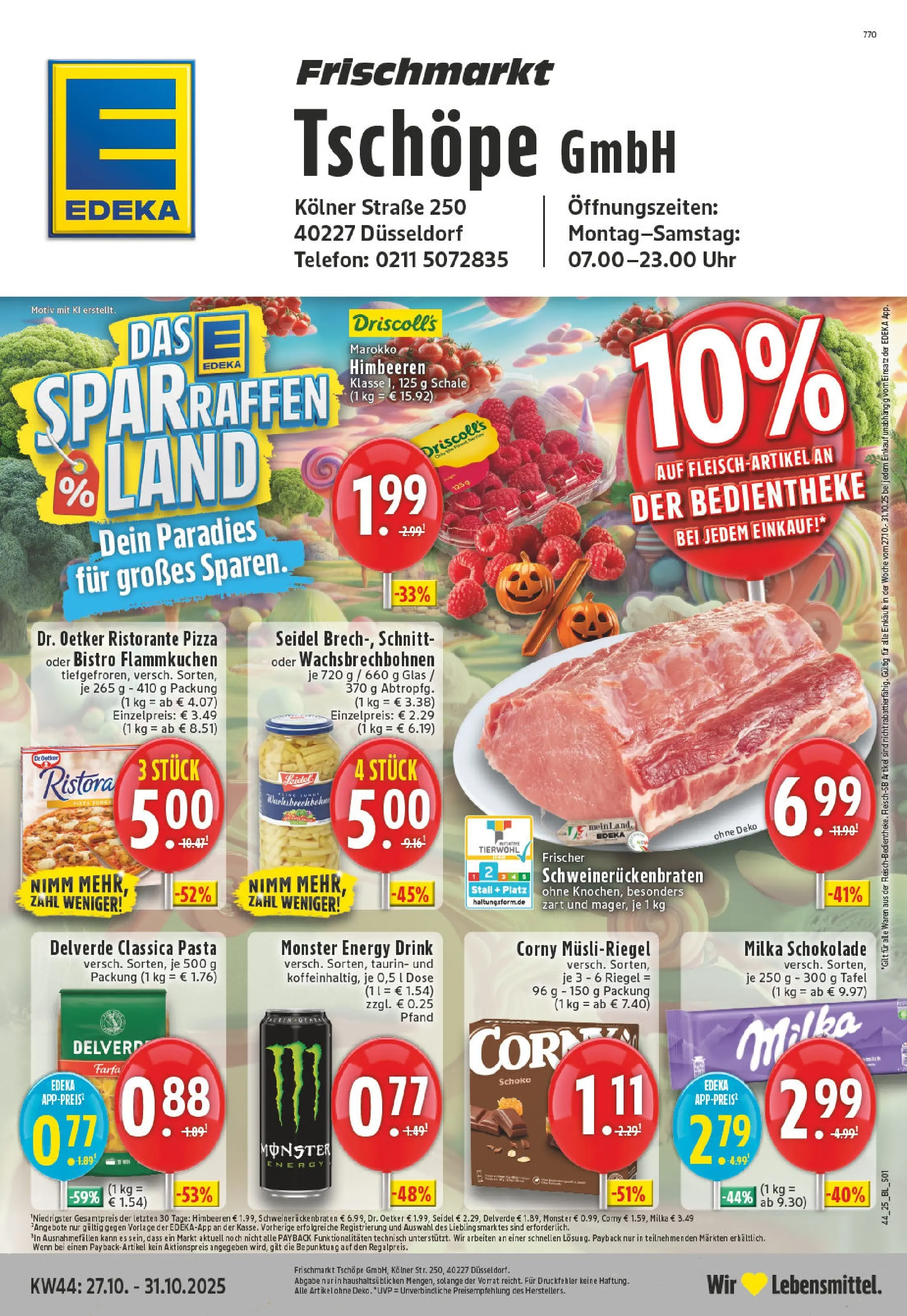 Edeka prospekt Düsseldorf	 (ab 26.10.2025) » Angebote Online | Seite: 1 | Produkte: Energy, Milka schokolade, Pasta, Uhr
