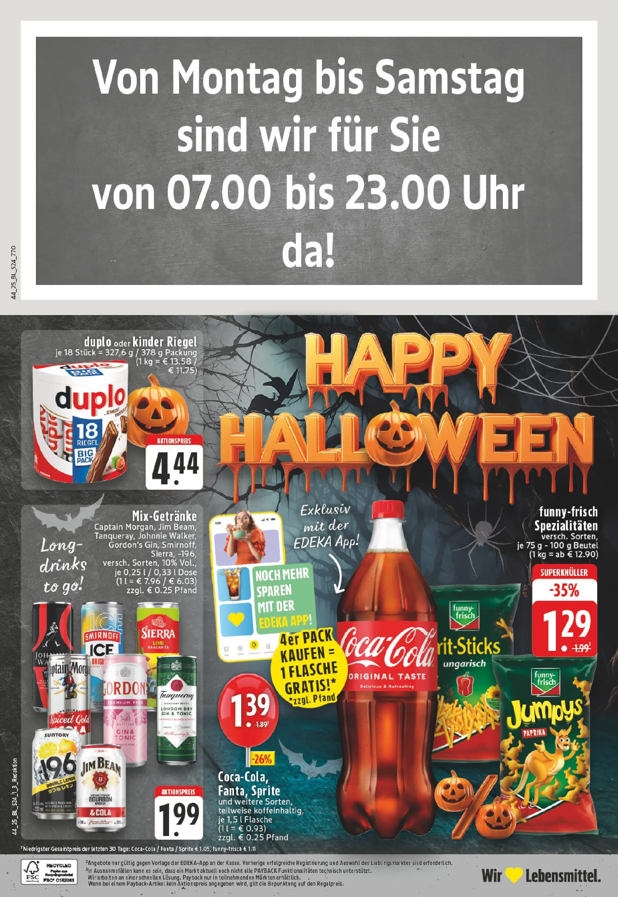 Edeka prospekt Düsseldorf	 (ab 26.10.2025) » Angebote Online | Seite: 24 | Produkte: Kinder riegel, Paprika, Smirnoff, Bourbon