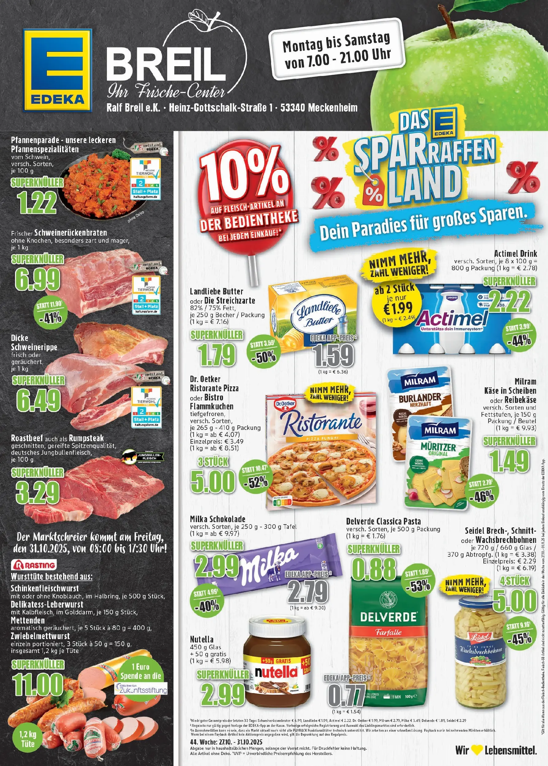 Edeka prospekt Meckenheim	 (ab 26.10.2025) » Angebote Online | Seite: 1 | Produkte: Rumpsteak, Landliebe butter, Pizza, Fleisch