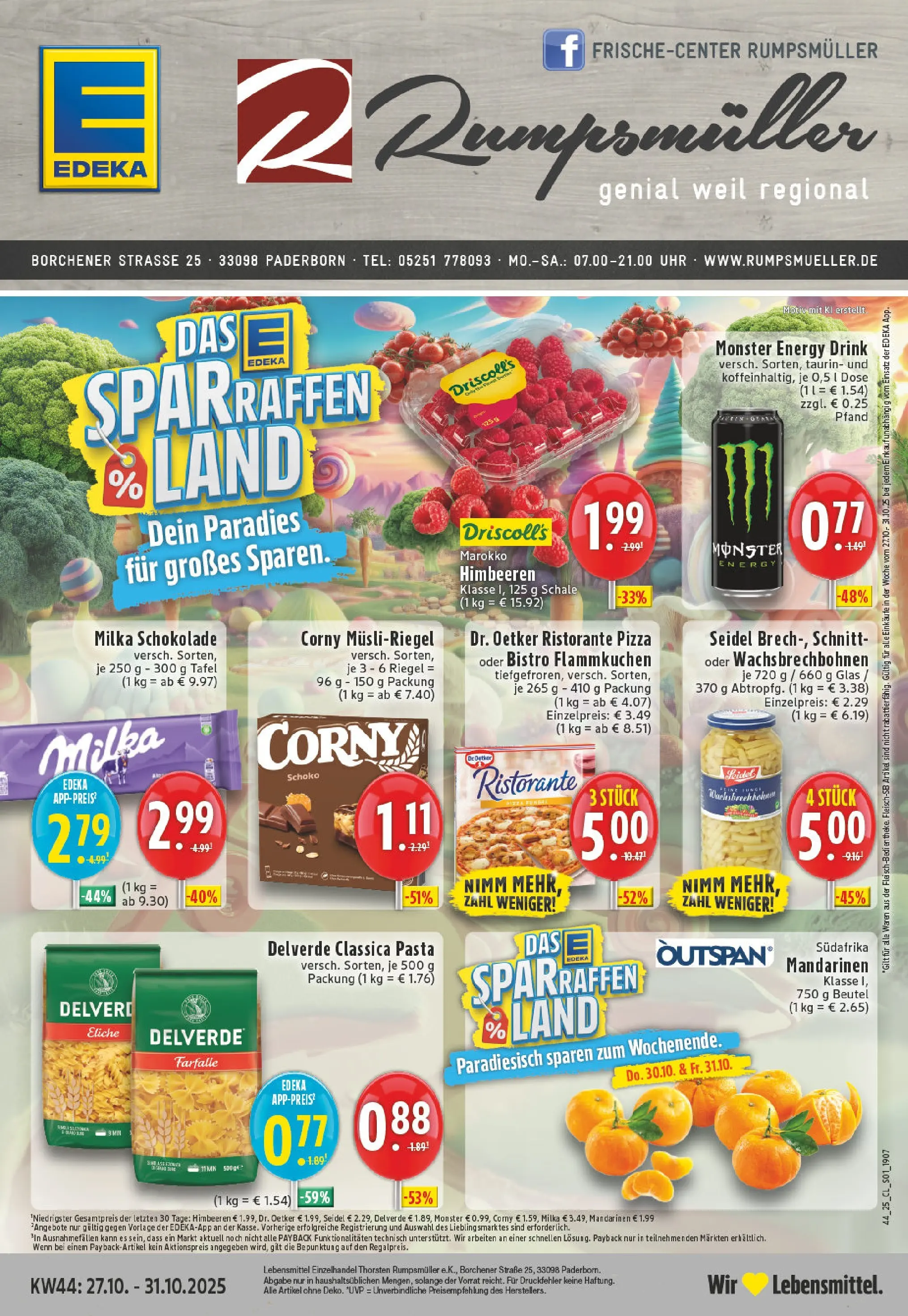 Edeka prospekt Paderborn	 (ab 26.10.2025) » Angebote Online | Seite: 1 | Produkte: Himbeeren, Energy, Monster, Pizza