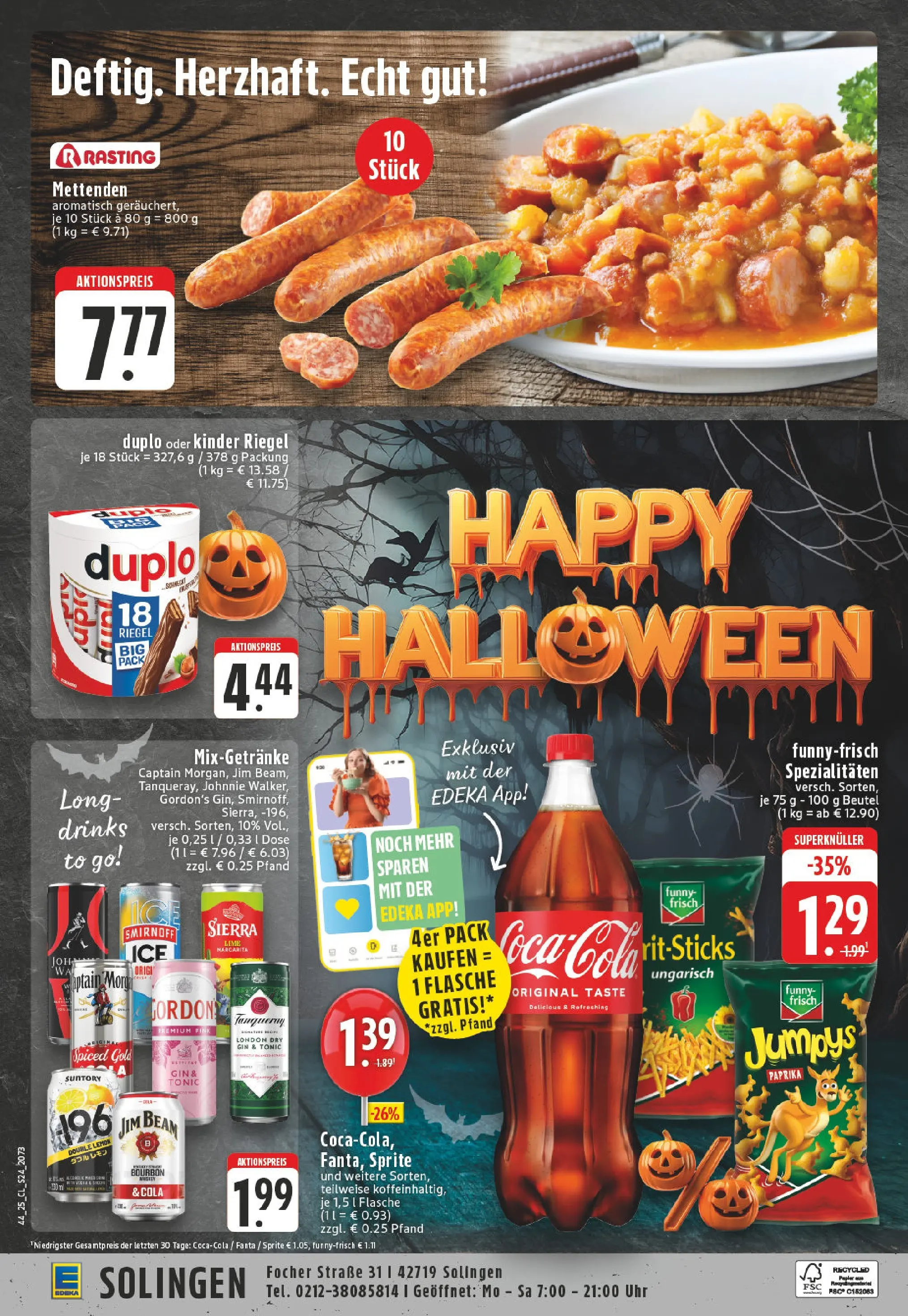 Edeka prospekt Solingen	 (ab 26.10.2025) » Angebote Online | Seite: 24 | Produkte: Sprite, Cola, Kinder riegel, Smirnoff