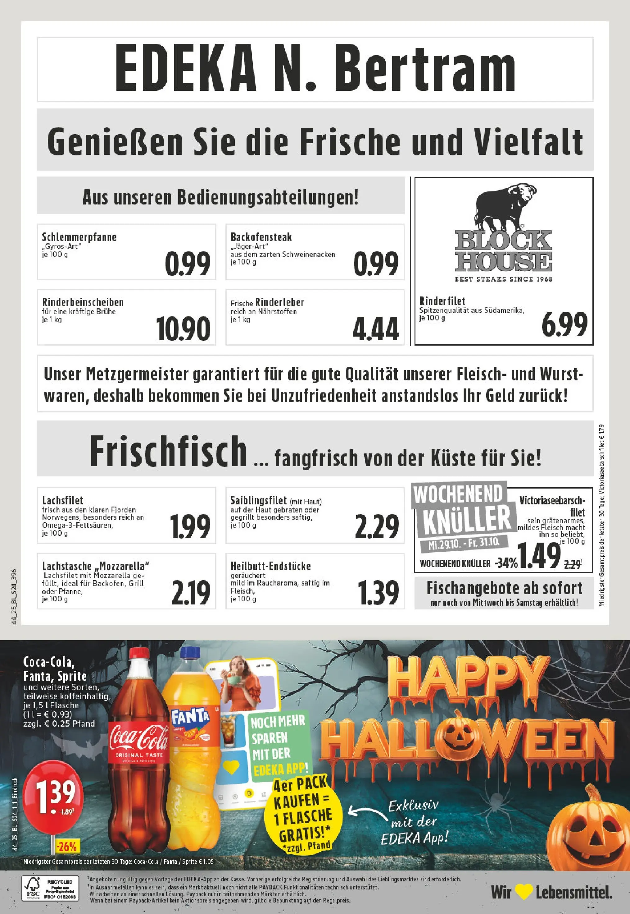 Edeka prospekt Witten	 (ab 26.10.2025) » Angebote Online | Seite: 24 | Produkte: Coca cola, Rinderfilet, Schweinenacken, Wurst
