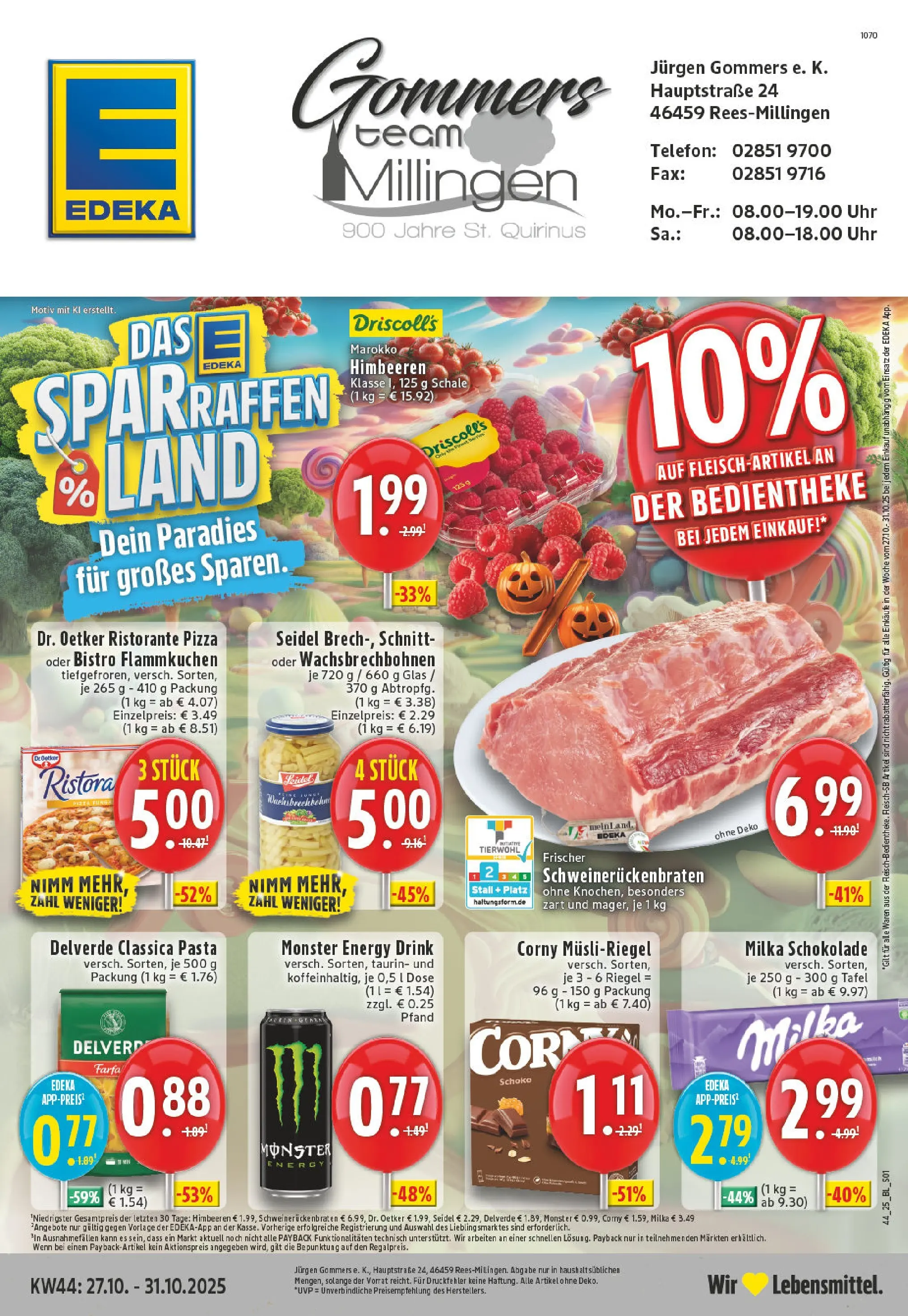 Edeka prospekt Rees-Millingen	 (ab 26.10.2025) » Angebote Online | Seite: 1 | Produkte: Milka schokolade, Milka, Monster, Uhr