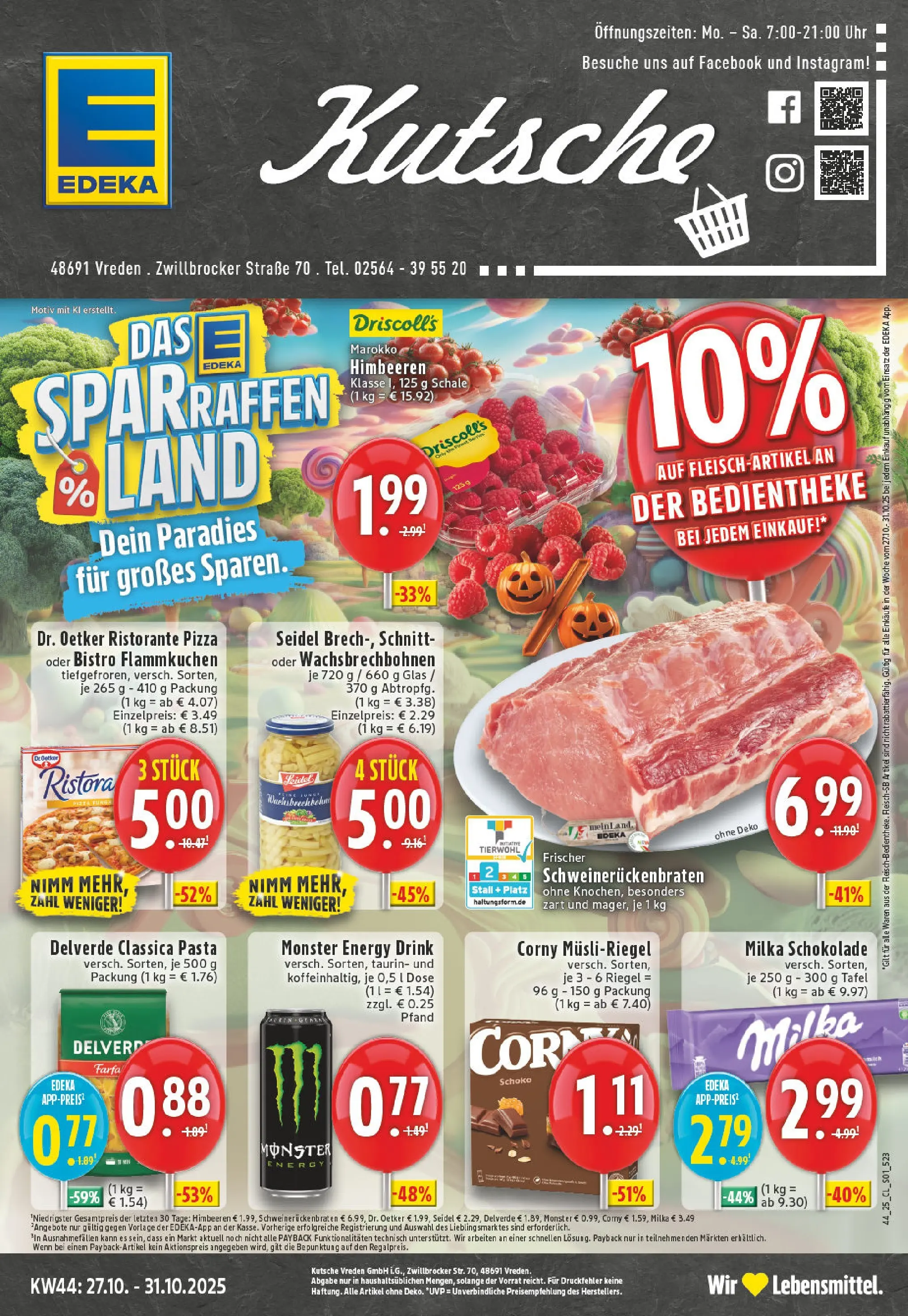 Edeka prospekt Vreden	 (ab 26.10.2025) » Angebote Online | Seite: 1 | Produkte: Himbeeren, Milka schokolade, Milka, Uhr