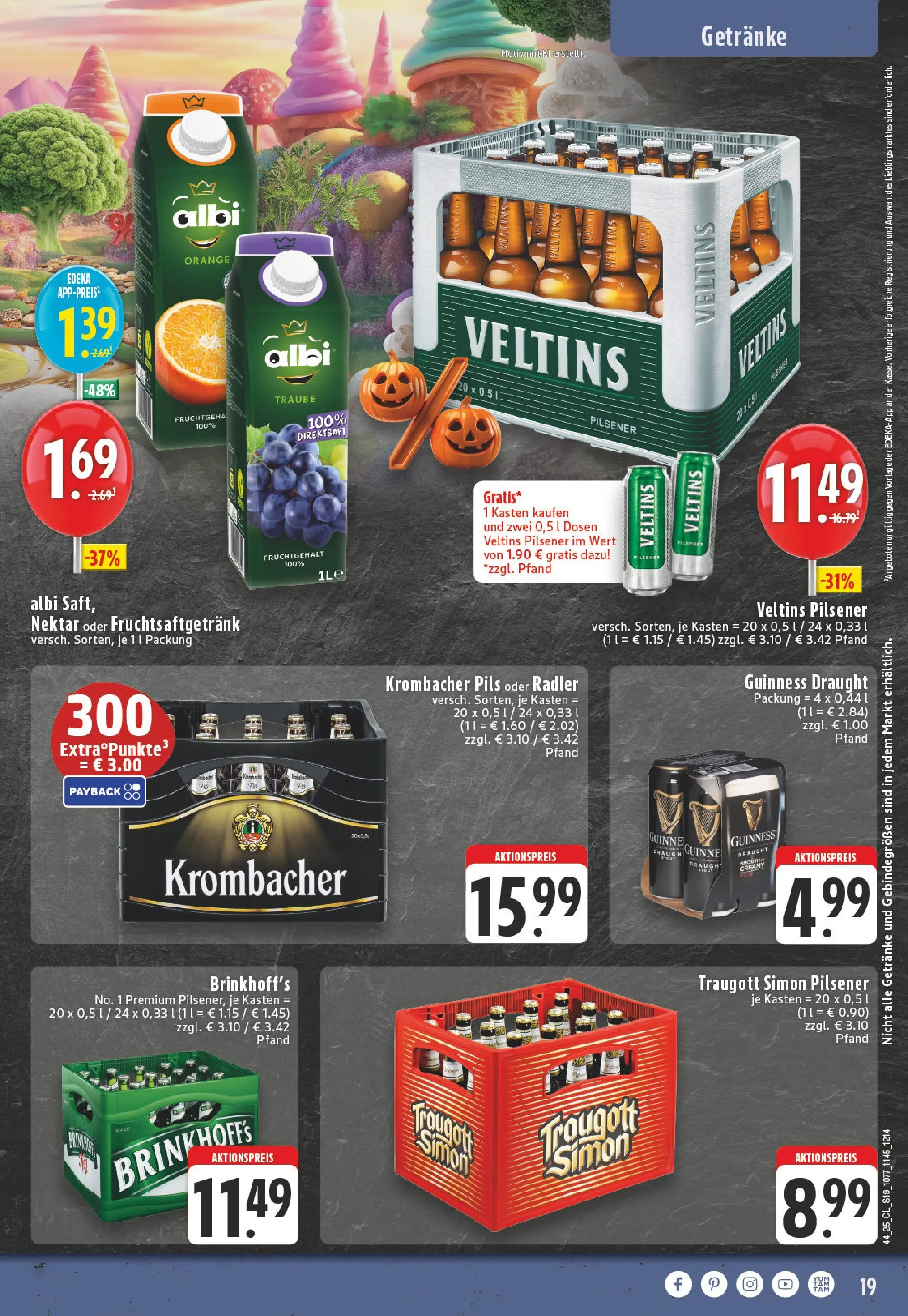 Edeka prospekt Herne	 (ab 26.10.2025) » Angebote Online | Seite: 19 | Produkte: Radler, Krombacher, Saft, Veltins