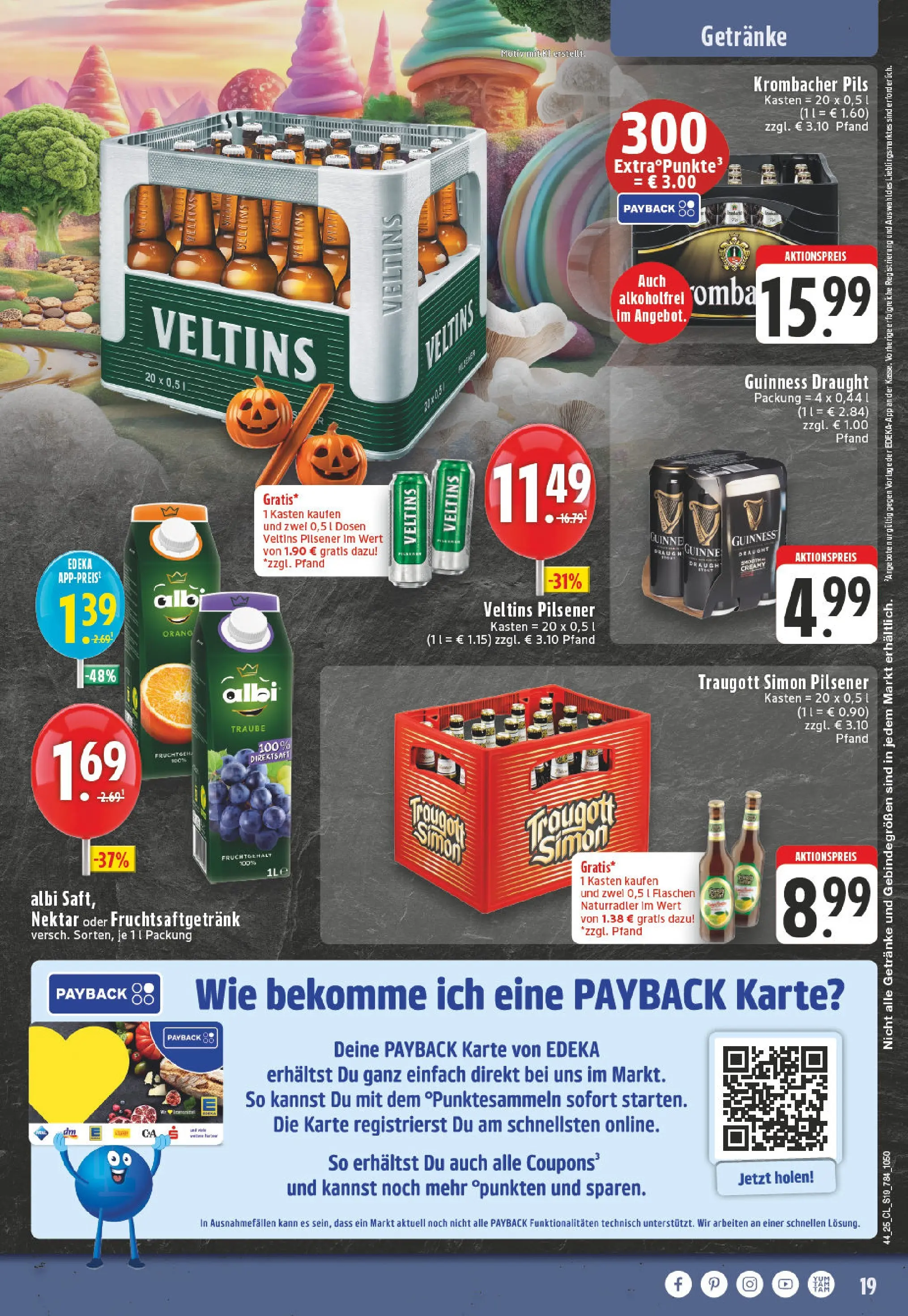 Edeka prospekt Roetgen	 (ab 26.10.2025) » Angebote Online | Seite: 19 | Produkte: Pils, Krombacher, Saft, Veltins