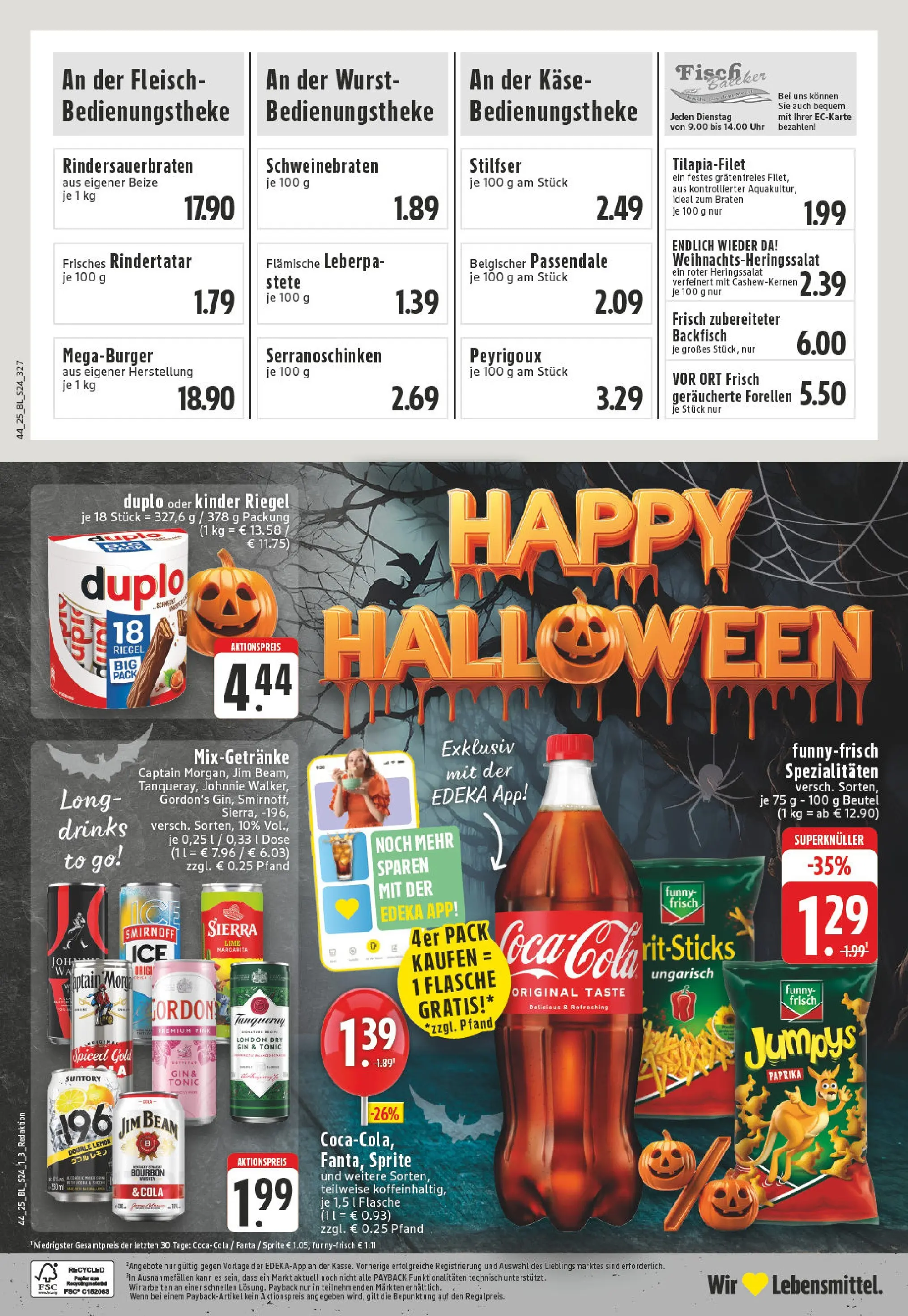 Edeka prospekt Dinslaken-Hiesfeld	 (ab 26.10.2025) » Angebote Online | Seite: 24 | Produkte: Cola, Bourbon, Gin, Fleisch