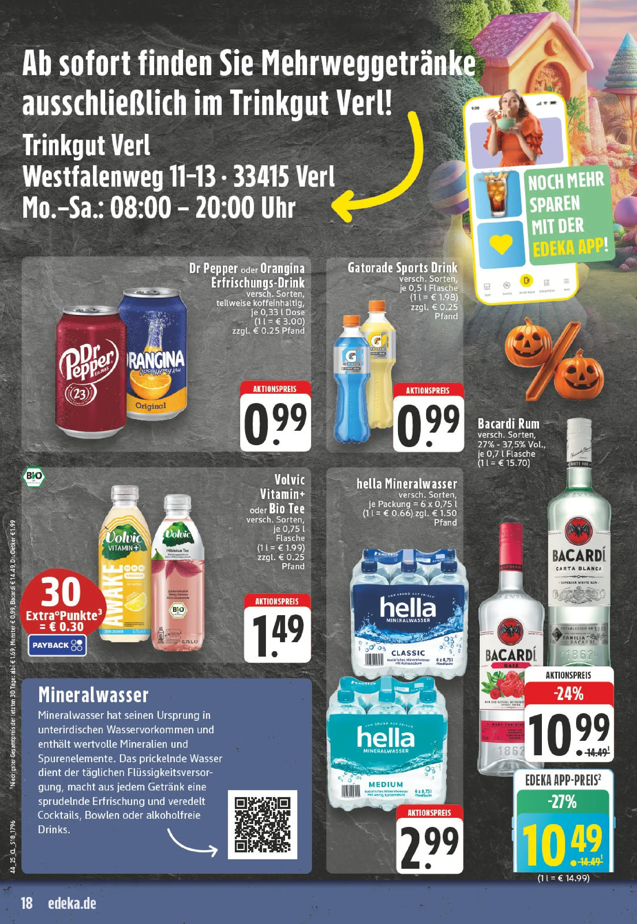 Edeka prospekt Verl	 (ab 26.10.2025) » Angebote Online | Seite: 18 | Produkte: Rum, Mineralwasser, Monster, Uhr