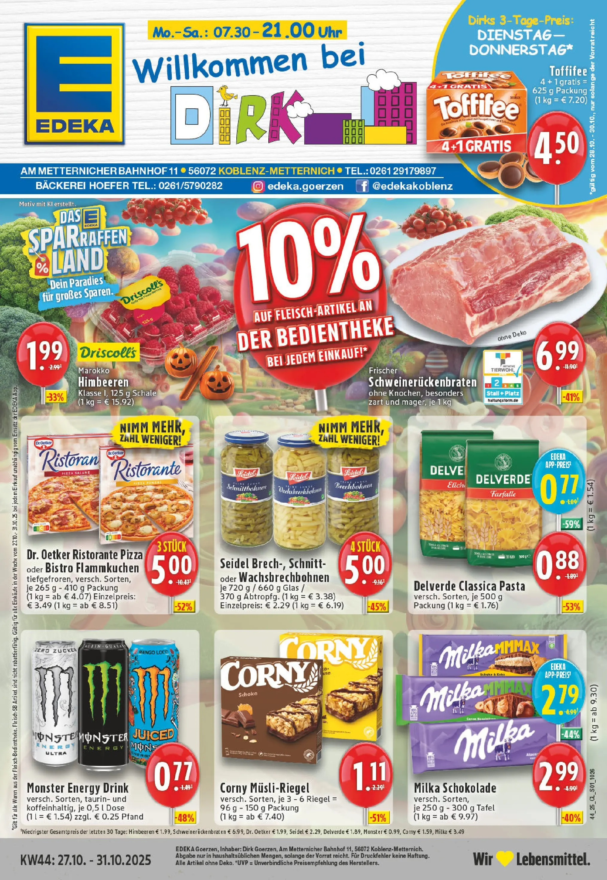 Edeka prospekt Koblenz	 (ab 26.10.2025) » Angebote Online | Seite: 1 | Produkte: Himbeeren, Monster, Toffifee, Pasta