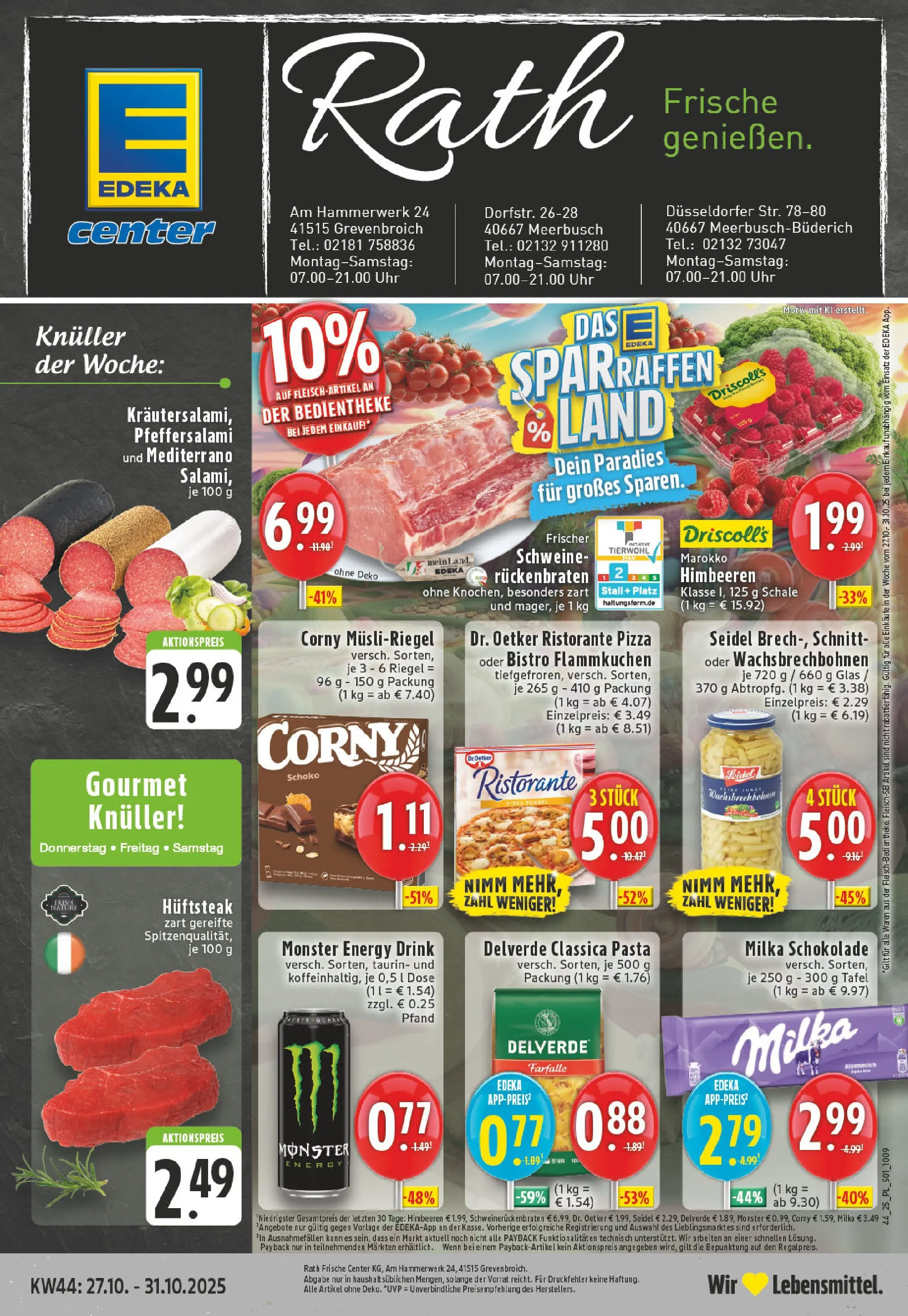 Edeka prospekt Grevenbroich	 (ab 26.10.2025) » Angebote Online | Seite: 1 | Produkte: Ristorante, Monster, Salami, Pizza