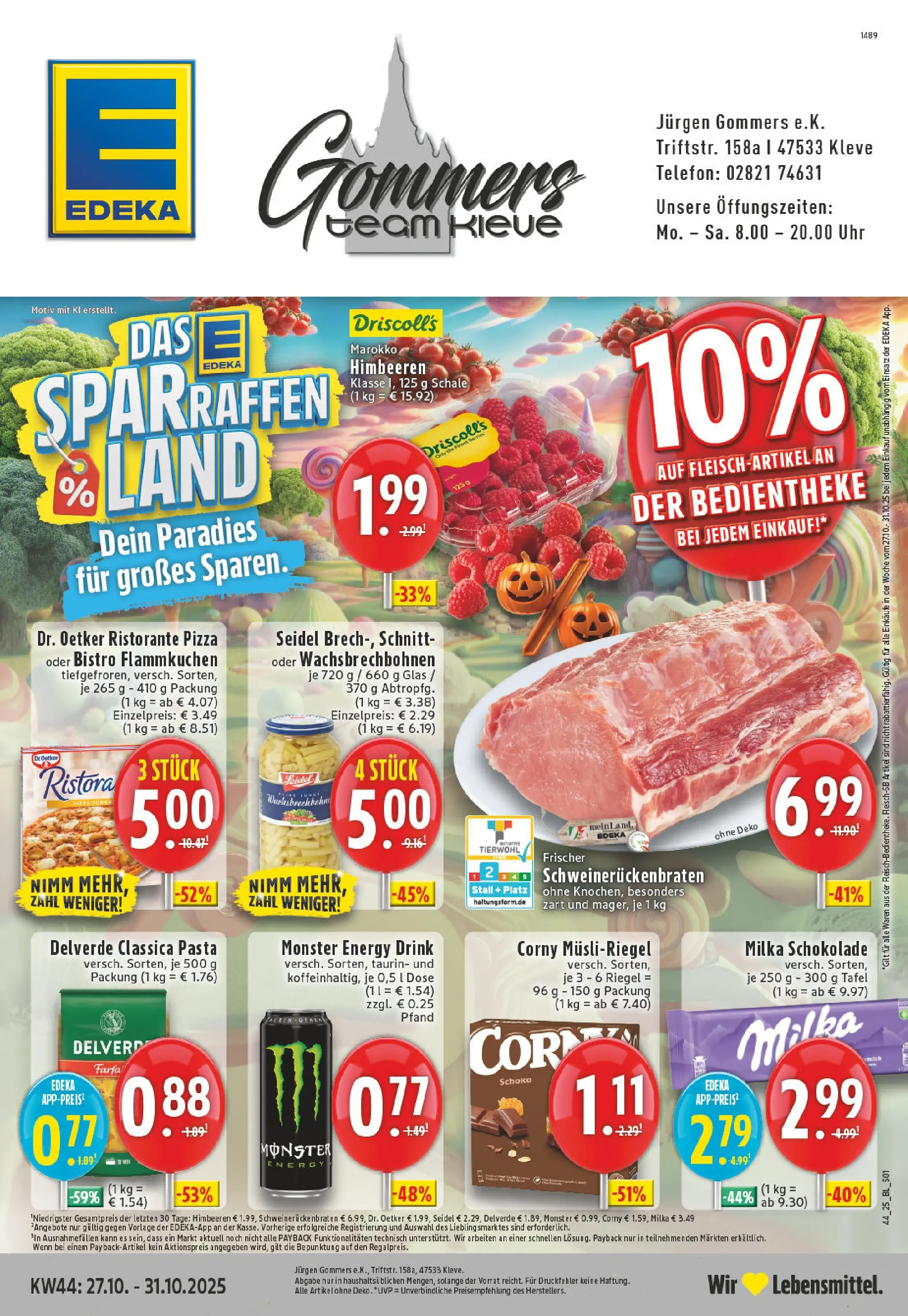 Edeka prospekt Kleve	 (ab 26.10.2025) » Angebote Online | Seite: 1 | Produkte: Himbeeren, Ristorante, Schokolade, Milka schokolade