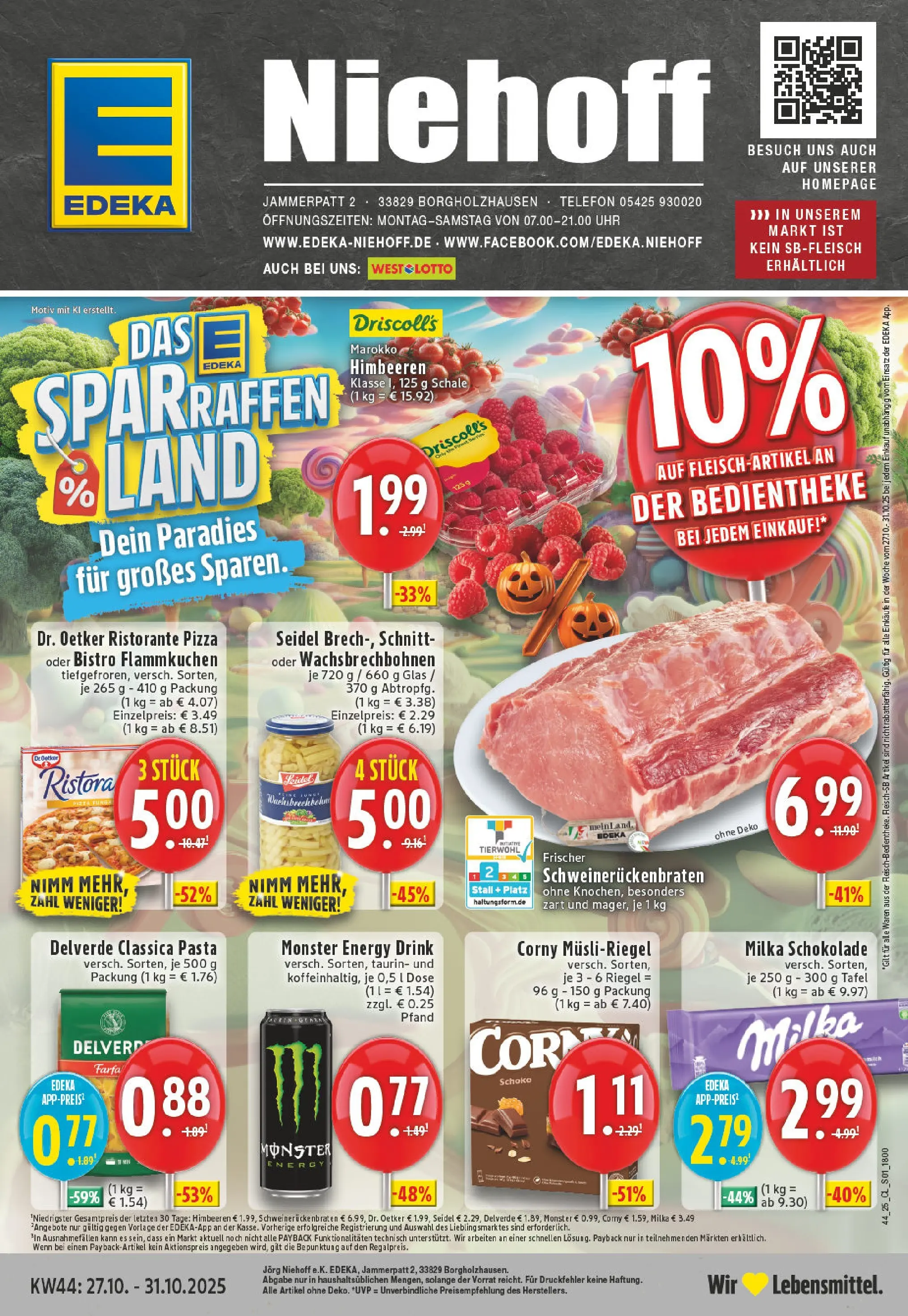 Edeka prospekt Borgholzhausen	 (ab 26.10.2025) » Angebote Online | Seite: 1 | Produkte: Himbeeren, Ristorante, Milka schokolade, Milka