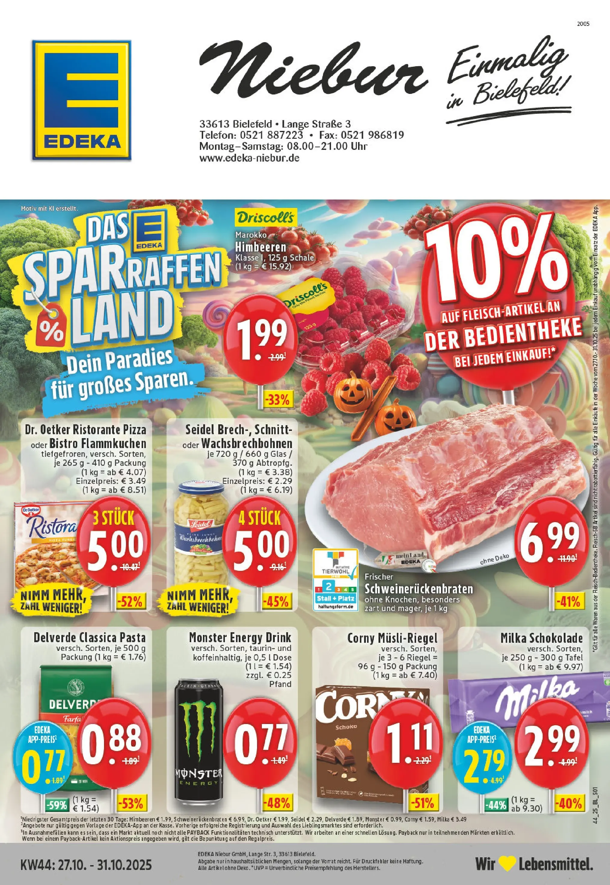 Edeka prospekt Bielefeld	 (ab 26.10.2025) » Angebote Online | Seite: 1 | Produkte: Ristorante, Milka schokolade, Milka, Monster