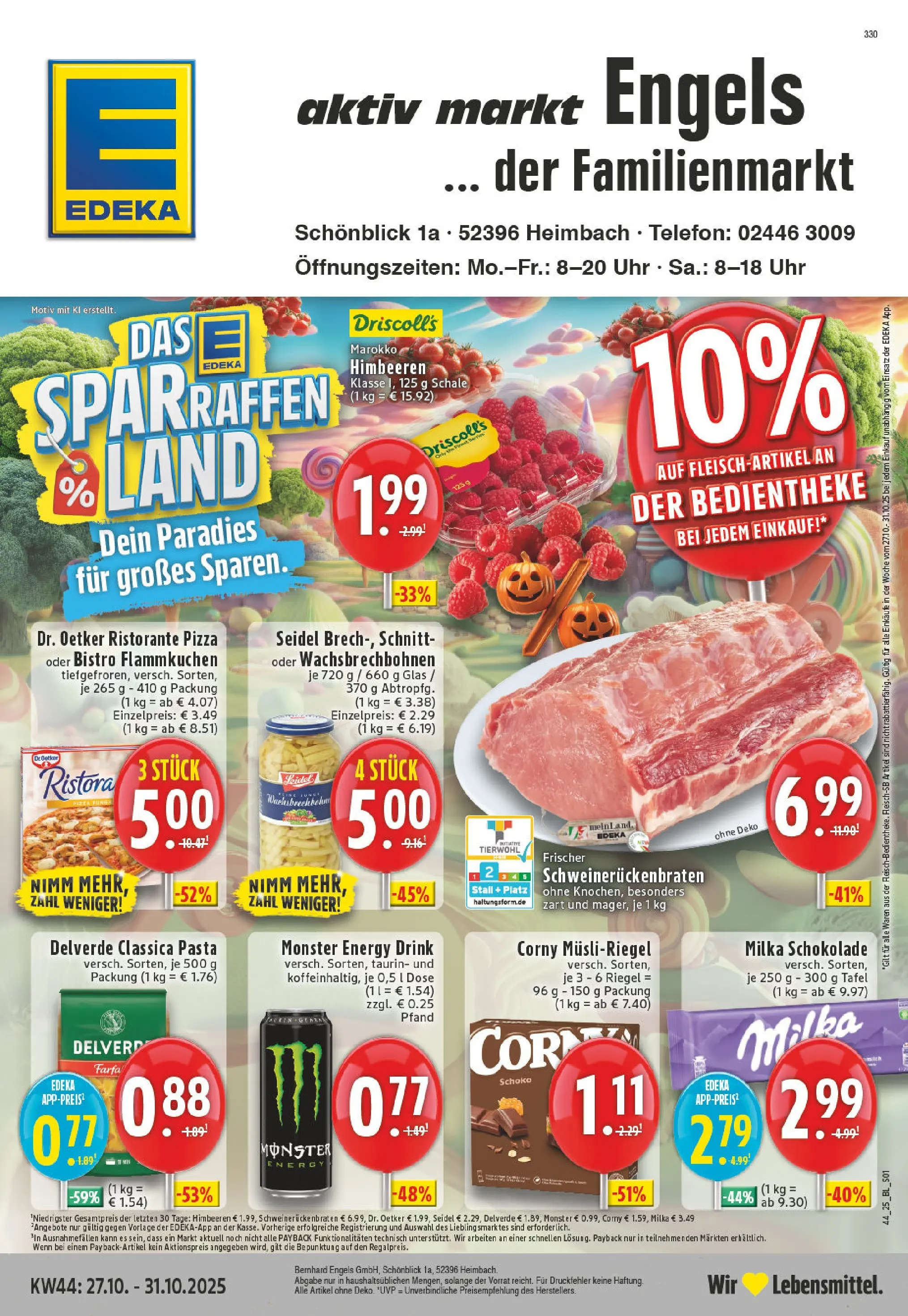 Edeka prospekt Heimbach	 (ab 26.10.2025) » Angebote Online | Seite: 1 | Produkte: Himbeeren, Ristorante, Energy, Pizza