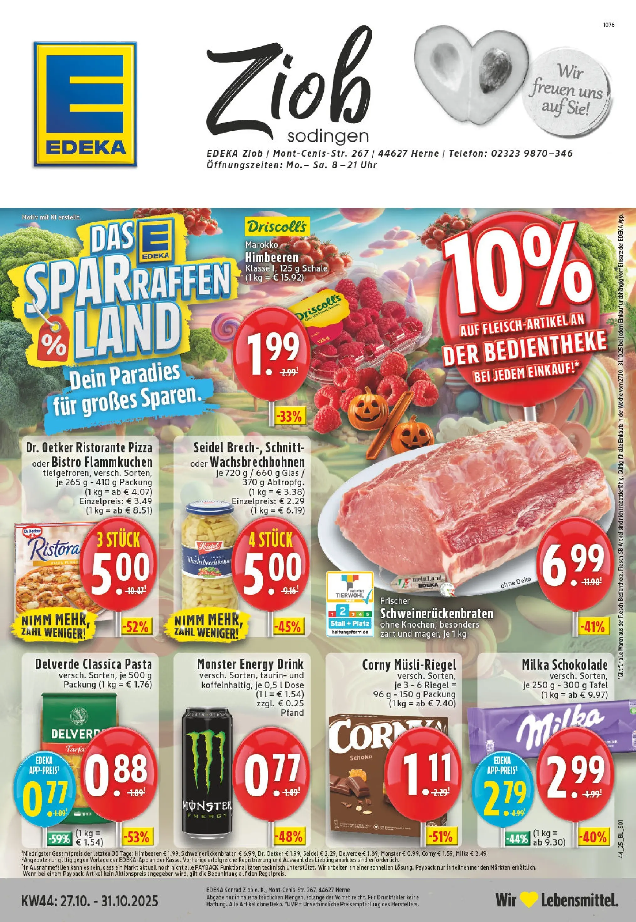 Edeka prospekt Herne-Sodingen	 (ab 26.10.2025) » Angebote Online | Seite: 1 | Produkte: Milka schokolade, Milka, Pasta, Uhr