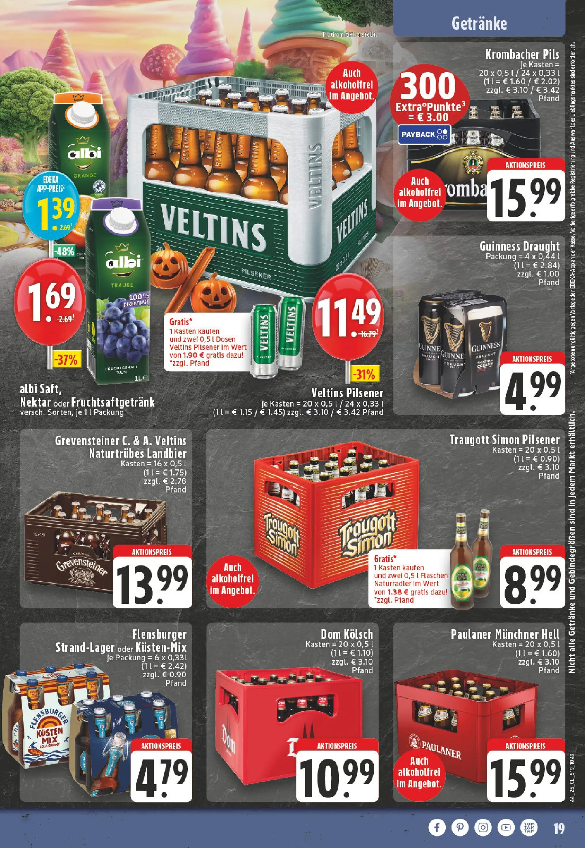 Edeka prospekt Kempenich	 (ab 26.10.2025) » Angebote Online | Seite: 19 | Produkte: Pils, Krombacher, Saft, Veltins