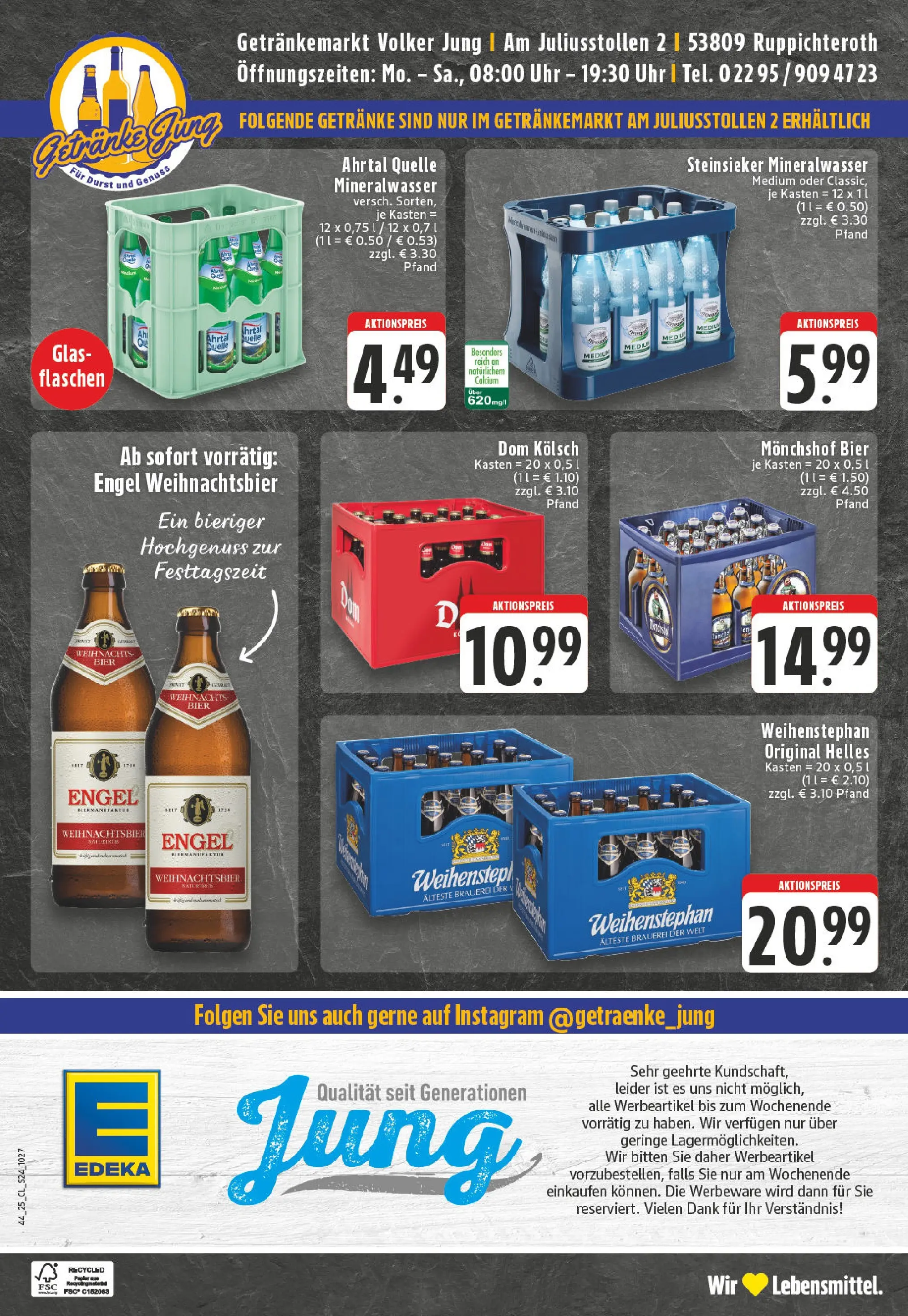 Edeka prospekt Ruppichteroth	 (ab 26.10.2025) » Angebote Online | Seite: 24 | Produkte: Monchshof, Bier, Mineralwasser, Uhr
