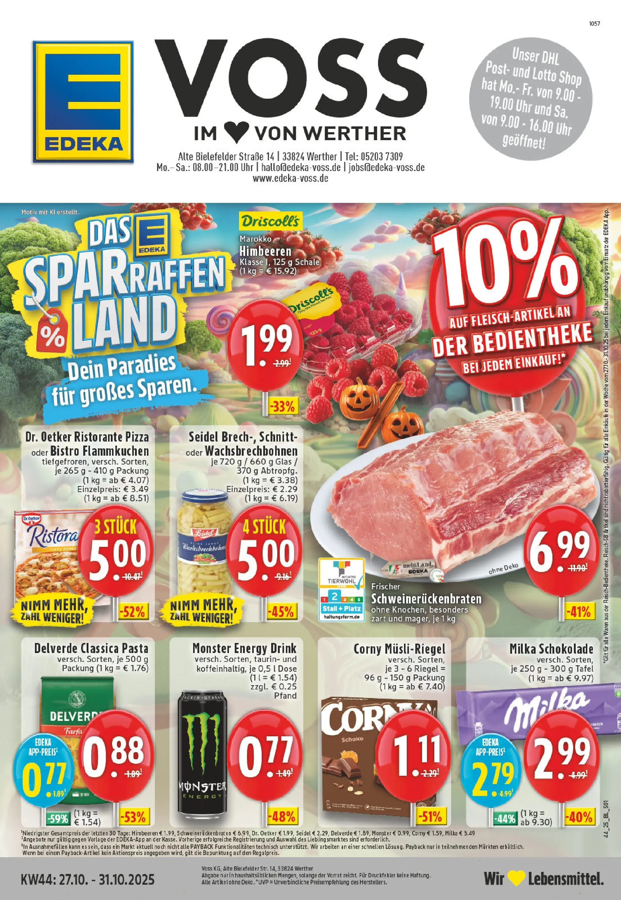 Edeka prospekt Werther	 (ab 26.10.2025) » Angebote Online | Seite: 1 | Produkte: Himbeeren, Energy, Pasta, Uhr