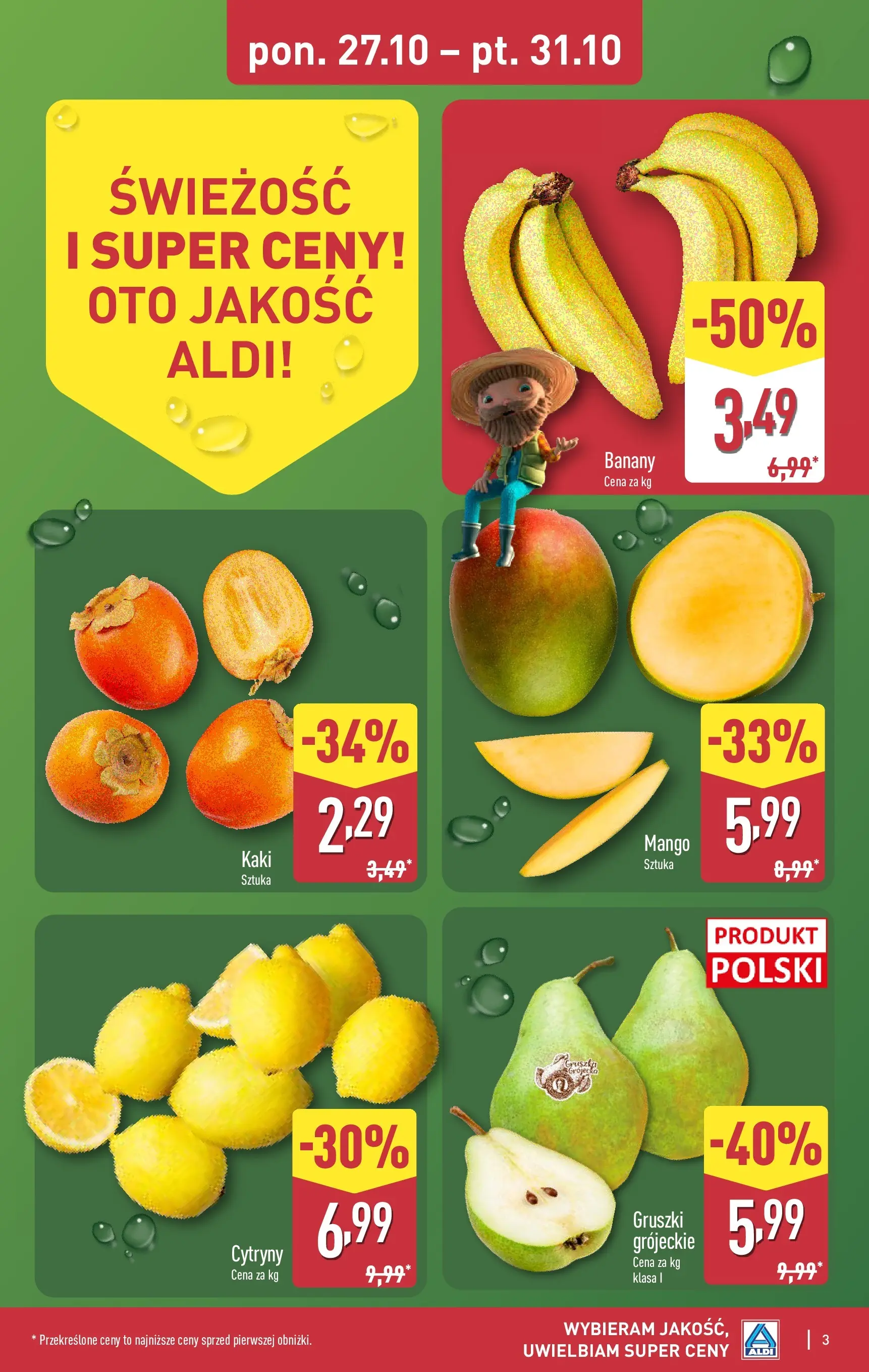 Aldi Gazetka od 27.10.2025 - Ulotka PDF, promocje | Strona: 3 | Produkty: Mango, Kaki, Cytryny, Banany