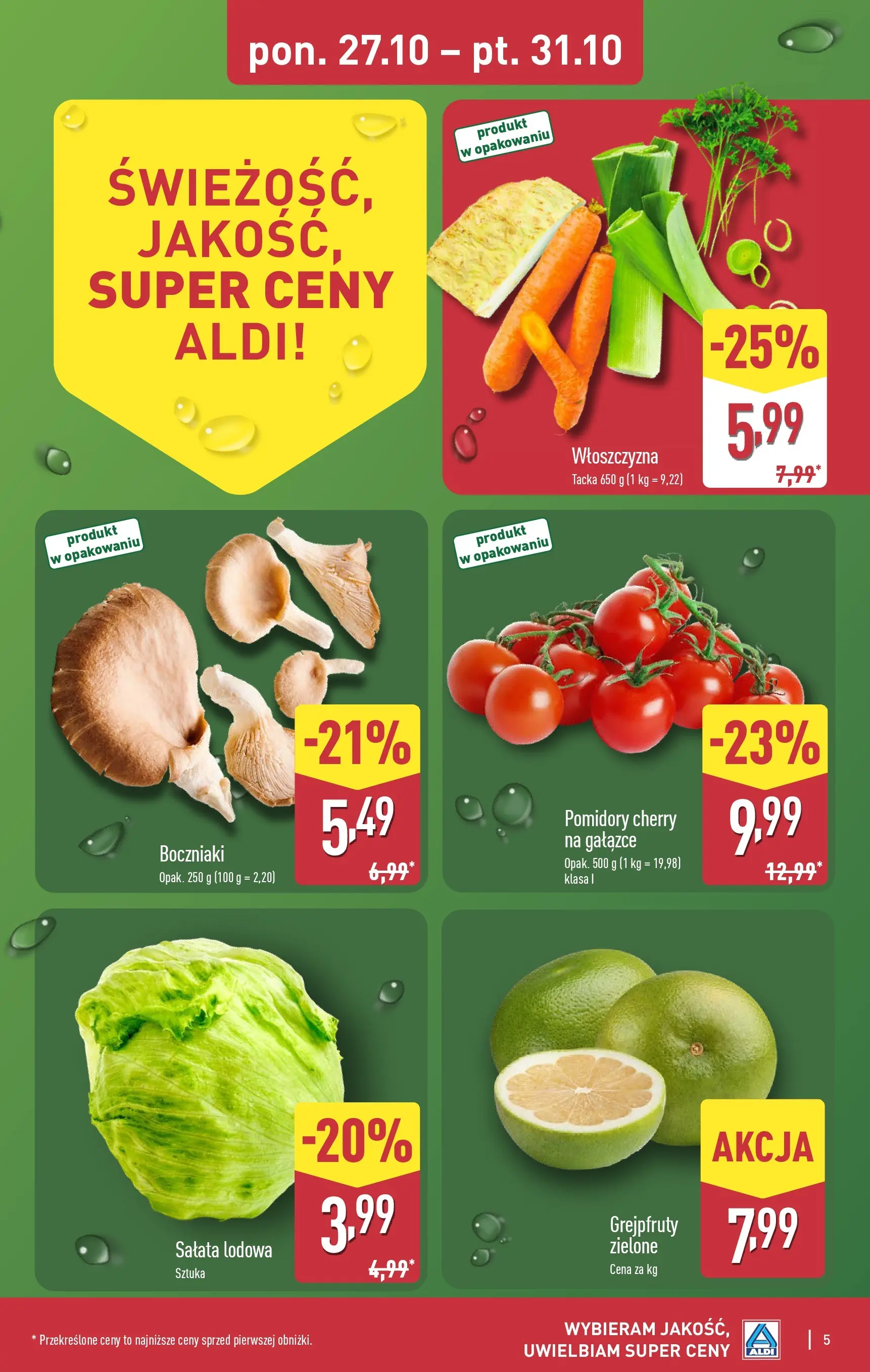 Aldi Gazetka od 27.10.2025 - Ulotka PDF, promocje | Strona: 5 | Produkty: Boczniaki, Pomidory