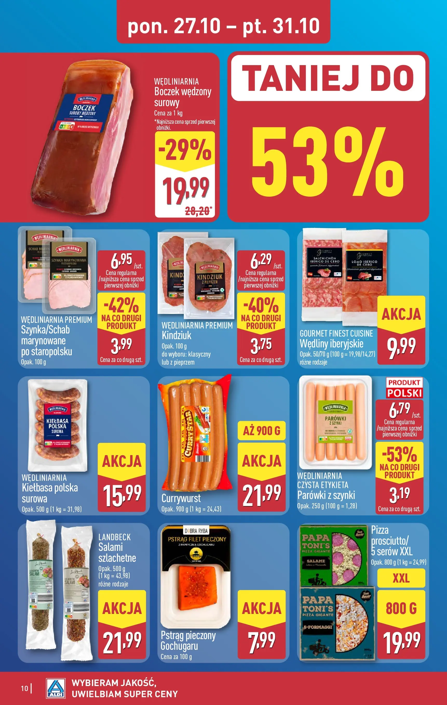Aldi Gazetka od 27.10.2025 - Ulotka PDF, promocje | Strona: 10 | Produkty: Parówki, Pstrąg, Wędliny, Boczek surowy