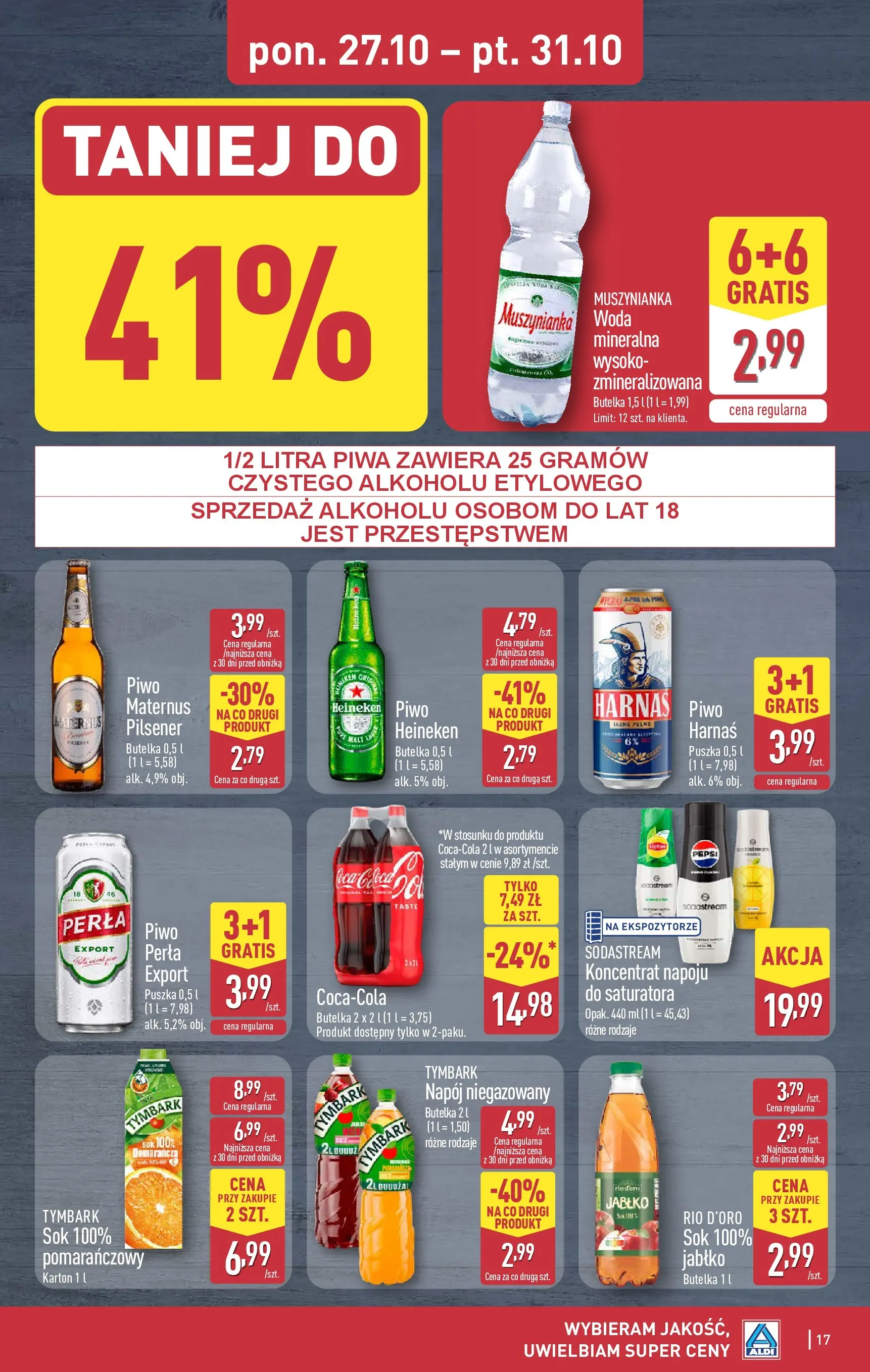 Aldi Gazetka od 27.10.2025 - Ulotka PDF, promocje | Strona: 17 | Produkty: Sok, Piwo, Woda, Heineken