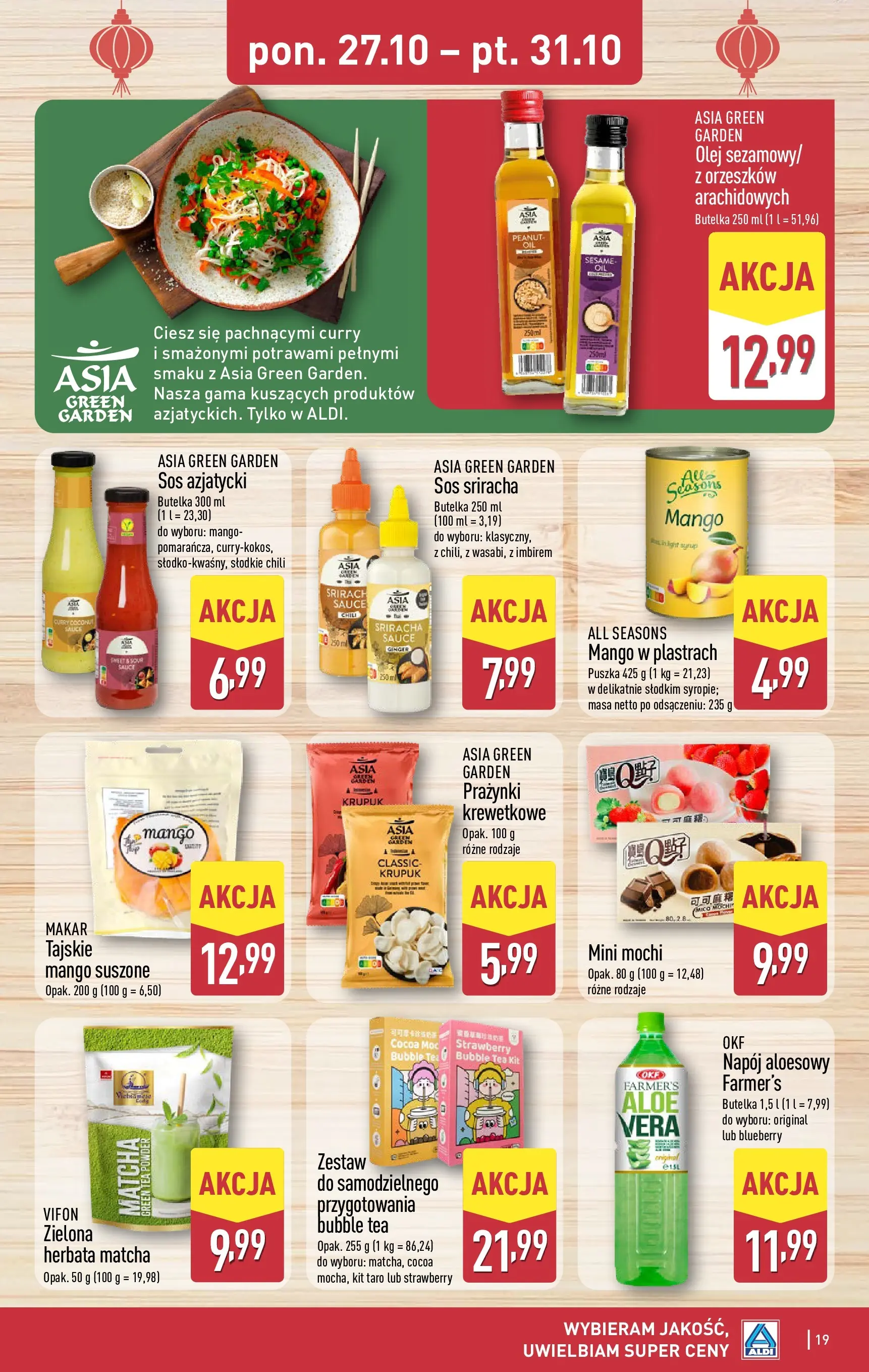Aldi Gazetka od 27.10.2025 - Ulotka PDF, promocje | Strona: 19 | Produkty: Mango, Sriracha, Herbata, Sos
