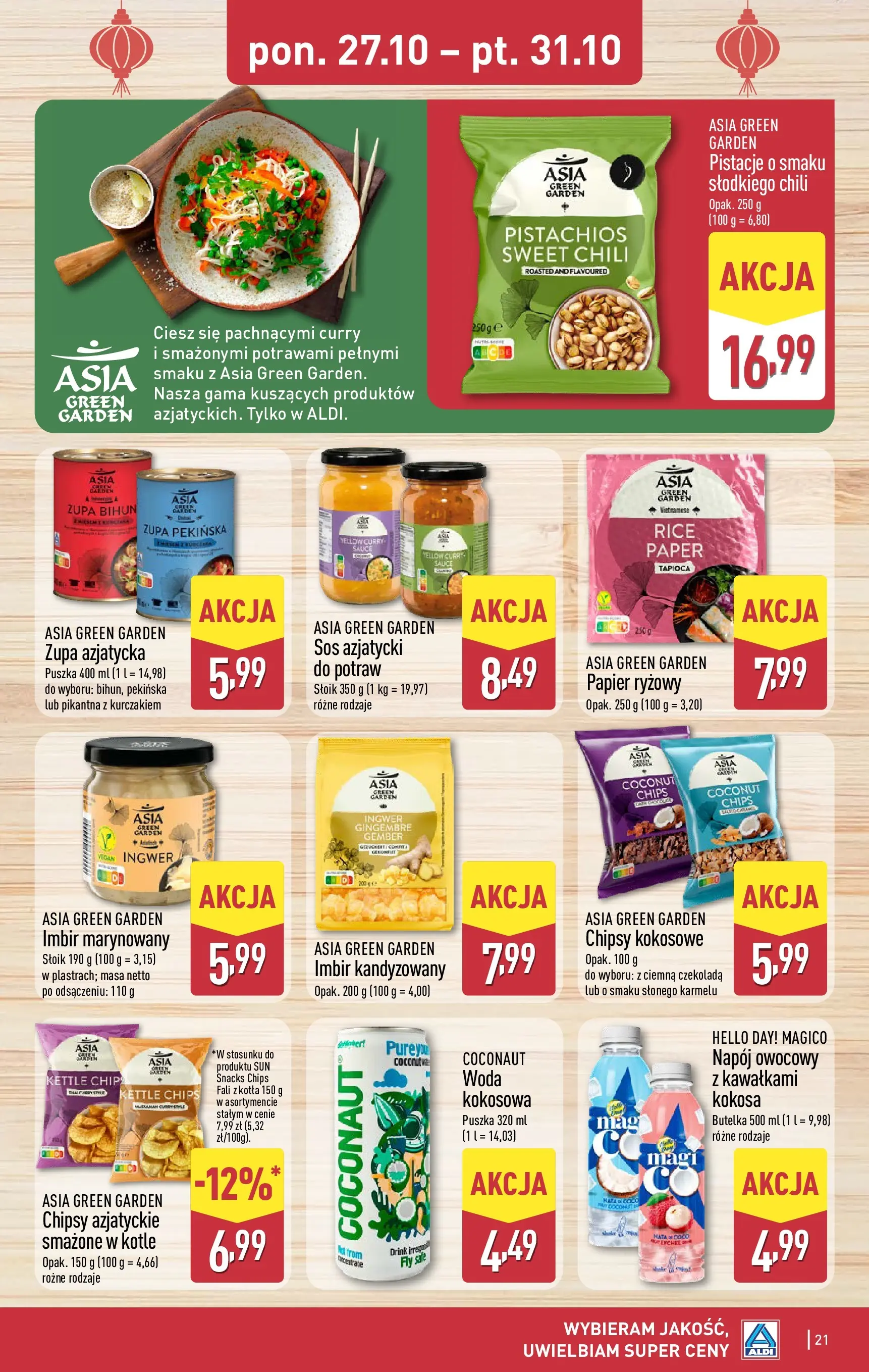 Aldi Gazetka od 27.10.2025 - Ulotka PDF, promocje | Strona: 21 | Produkty: Imbir kandyzowany, Papier ryżowy, Imbir marynowany, Sos