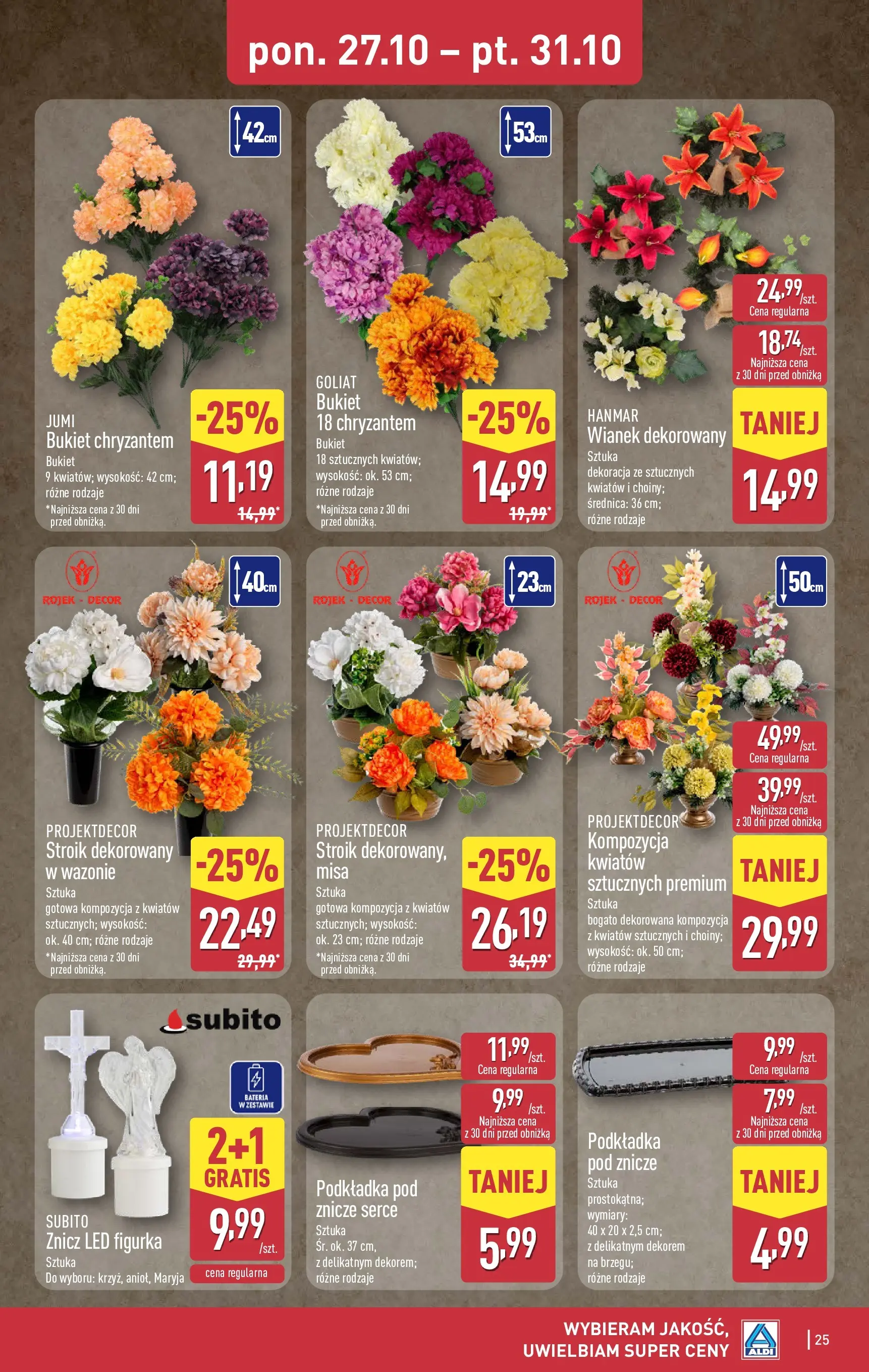Aldi Gazetka od 27.10.2025 - Ulotka PDF, promocje | Strona: 25 | Produkty: Znicz LED, Znicze, Bateria