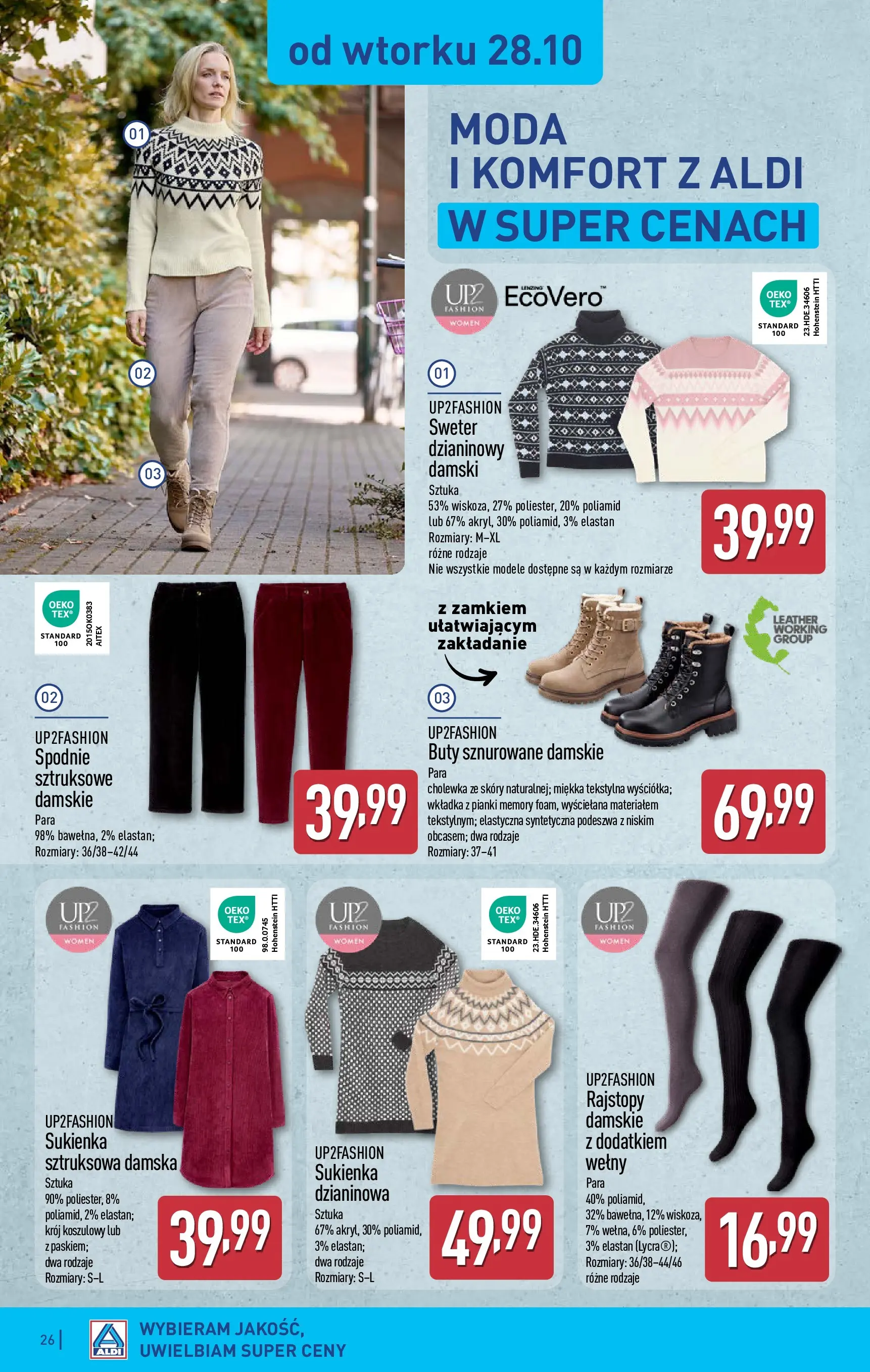 Aldi Gazetka od 27.10.2025 - Ulotka PDF, promocje | Strona: 26 | Produkty: Sweter, Buty, Sukienka, Pianki
