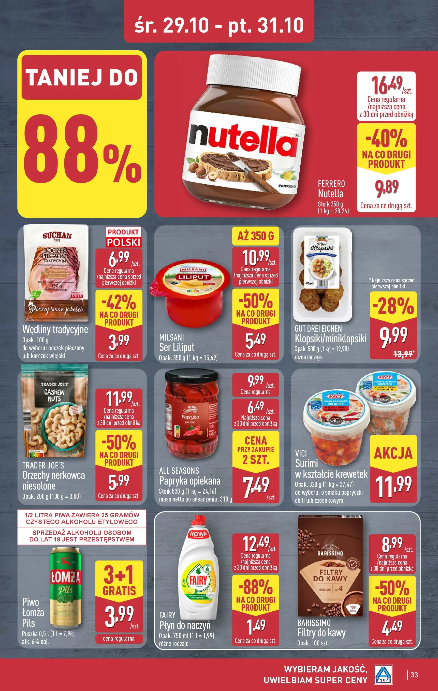 Aldi Gazetka od 27.10.2025 - Ulotka PDF, promocje | Strona: 33 | Produkty: Nutella, Papryka, Klopsiki, Filtry do kawy