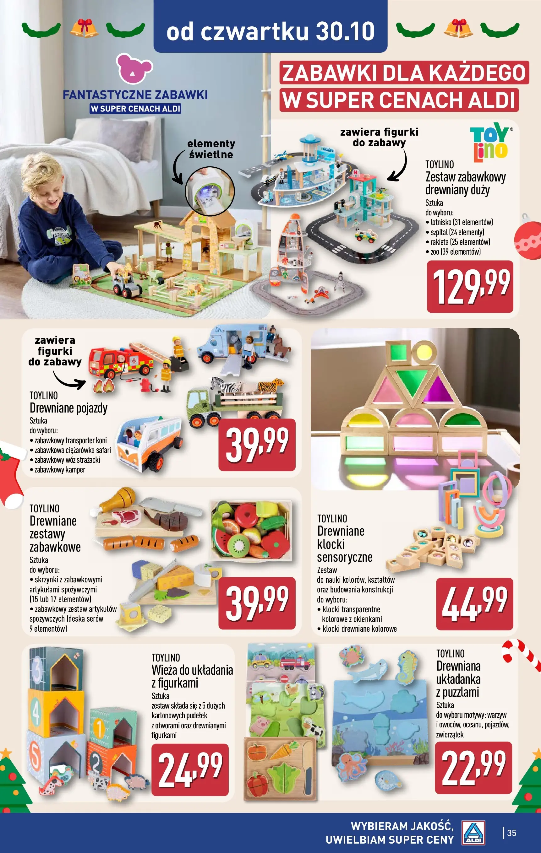 Aldi Gazetka od 27.10.2025 - Ulotka PDF, promocje | Strona: 35 | Produkty: Deska serów, Figurki, Klocki drewniane