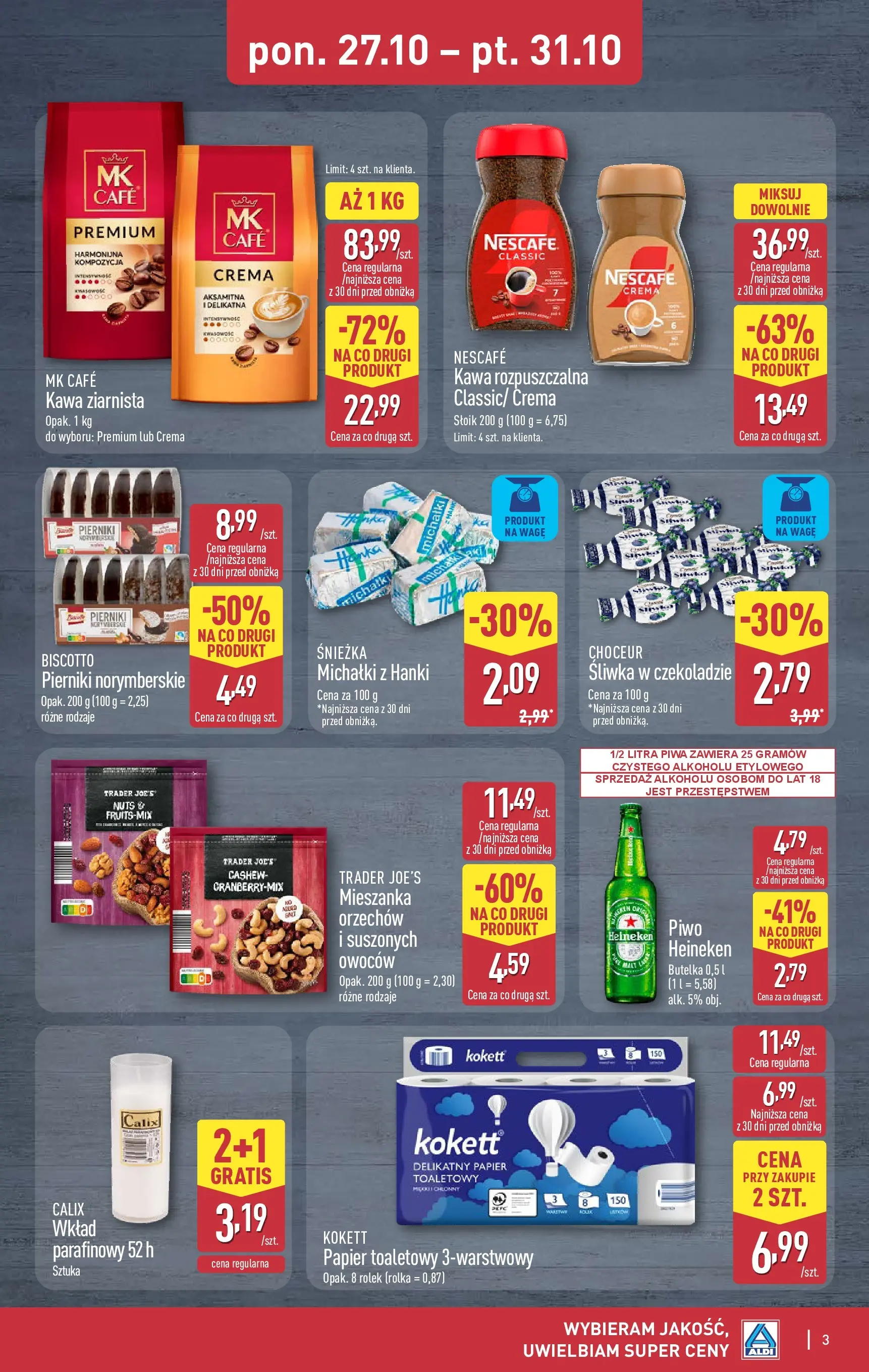 Aldi Gazetka - Okazje na weekend od 29.10.2025 - Ulotka PDF, promocje | Strona: 3 | Produkty: Papier toaletowy, Nescafe, Kawa, Piwo