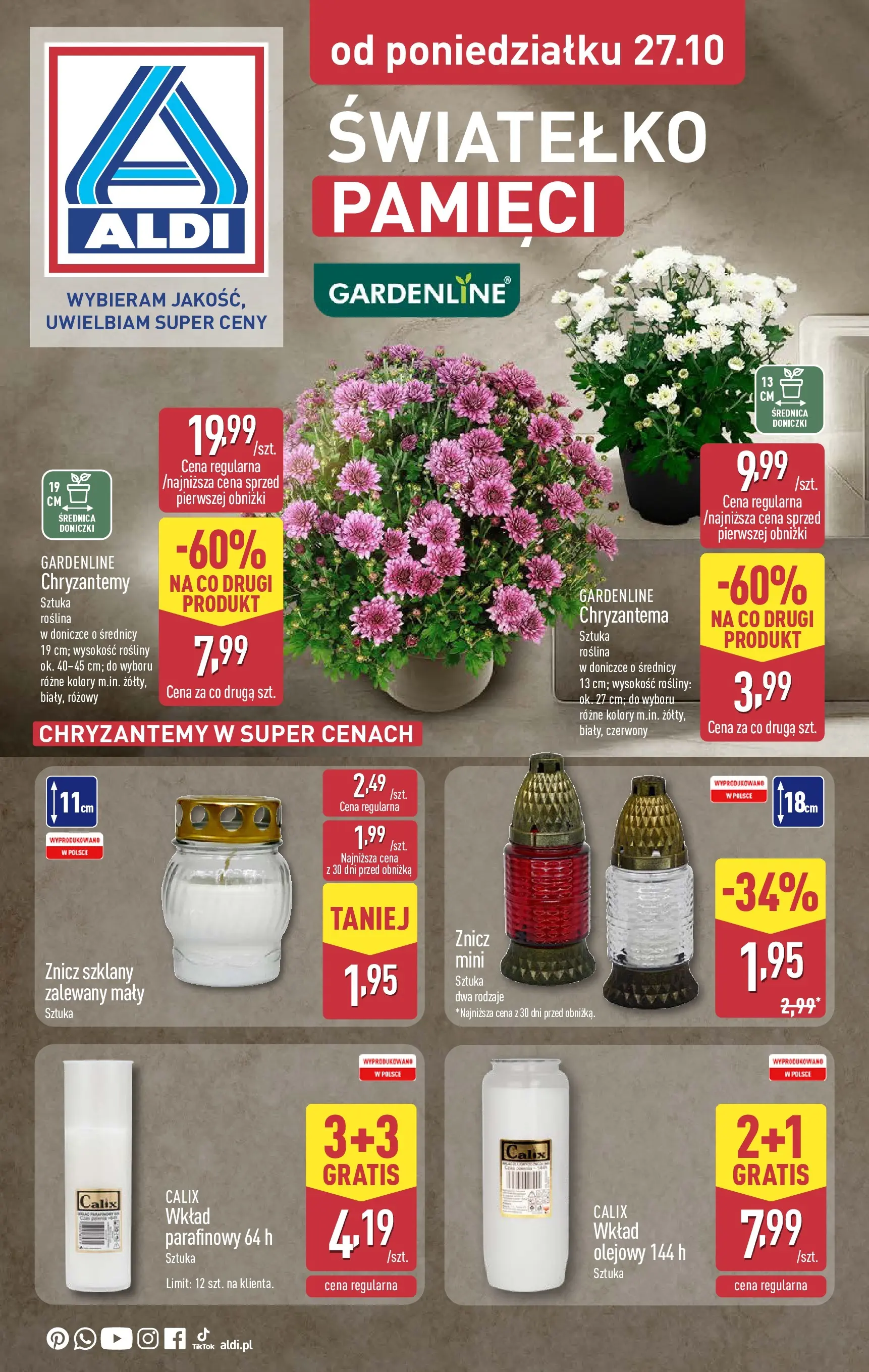 Aldi Gazetka - Światełko pamięci od 27.10.2025 - Ulotka PDF, promocje | Strona: 1 | Produkty: Chryzantemy, Rosliny, Doniczki