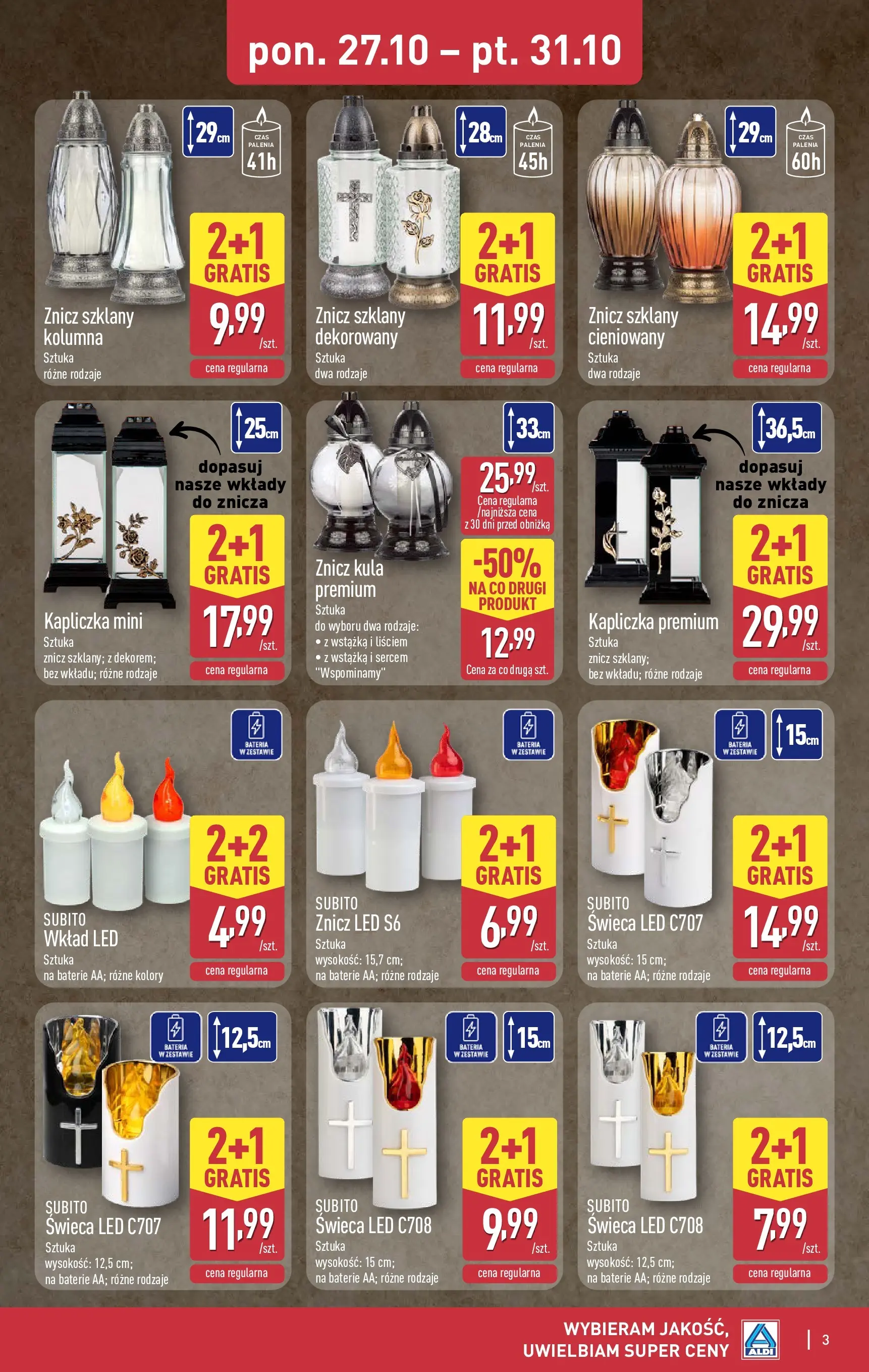 Aldi Gazetka - Światełko pamięci od 27.10.2025 - Ulotka PDF, promocje | Strona: 3 | Produkty: Znicz LED, Baterie, Bateria