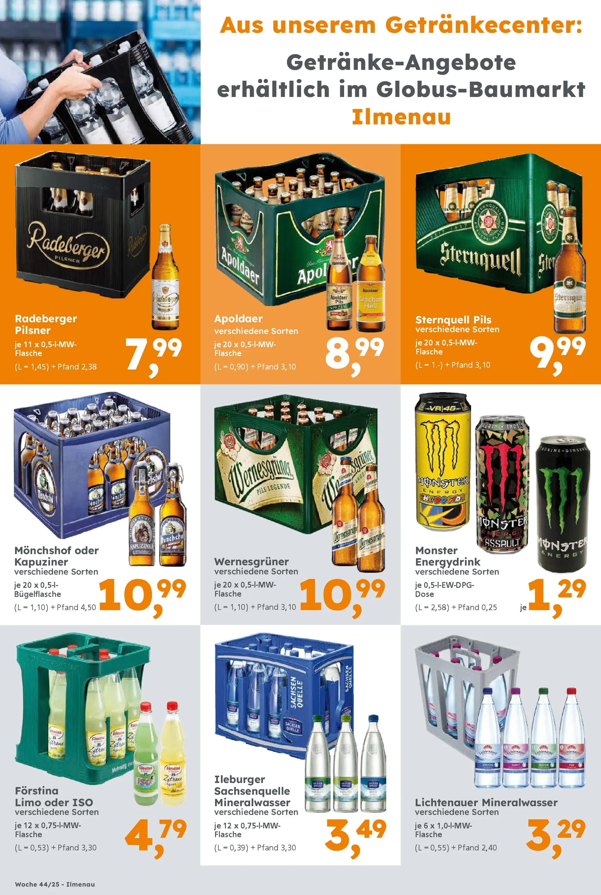 Globus Baumarkt prospekt Ilmenau	 (ab 26.10.2025) zum Blättern | Seite: 9 | Produkte: Energy, Pils, Wernesgruner, Radeberger pilsner
