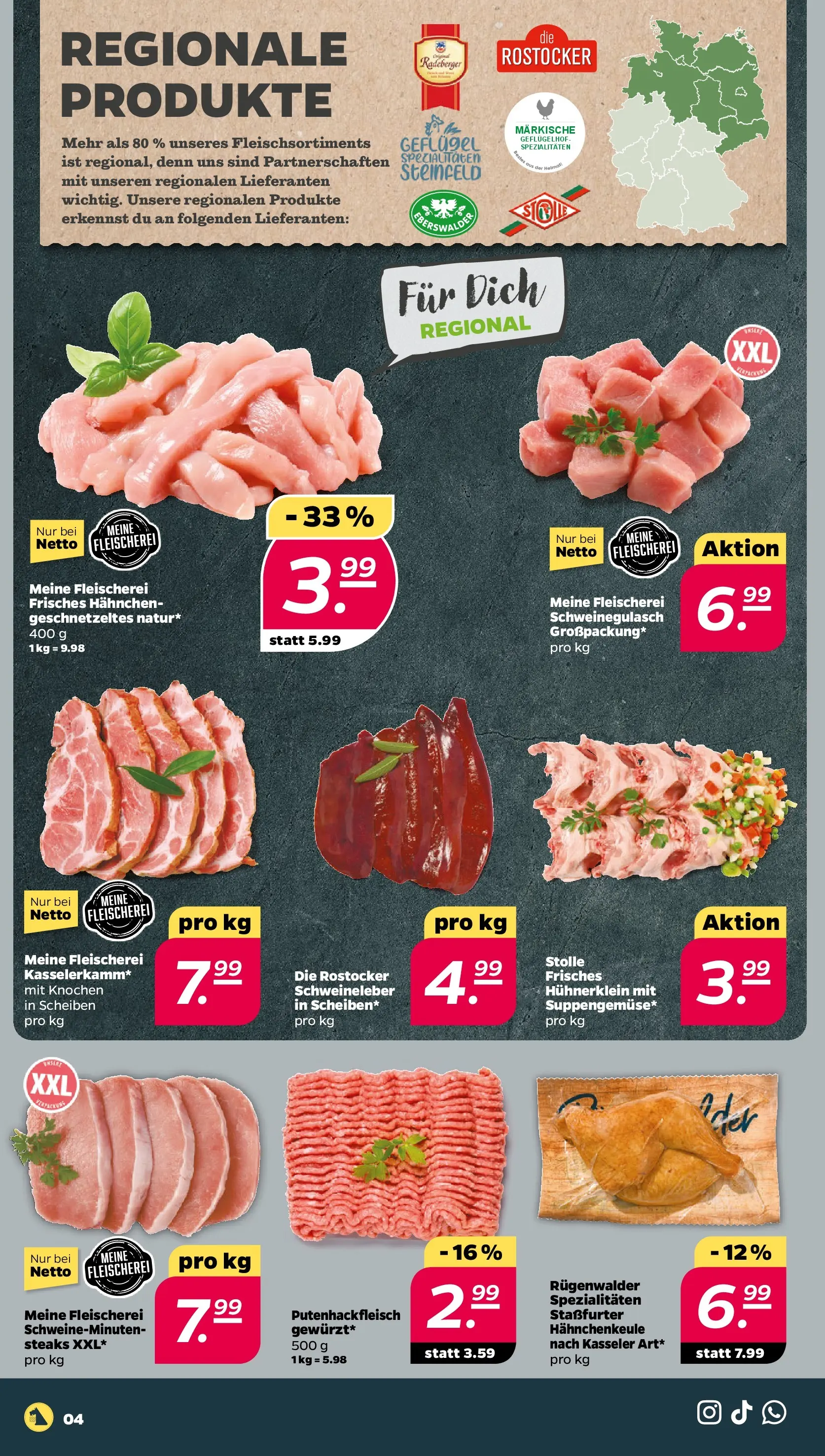 Netto - Netto APS : Wochenangebote ab 26.10.2025 → Angebote nächste Woche | Seite: 4 | Produkte: Schweinegulasch, Hahnchen