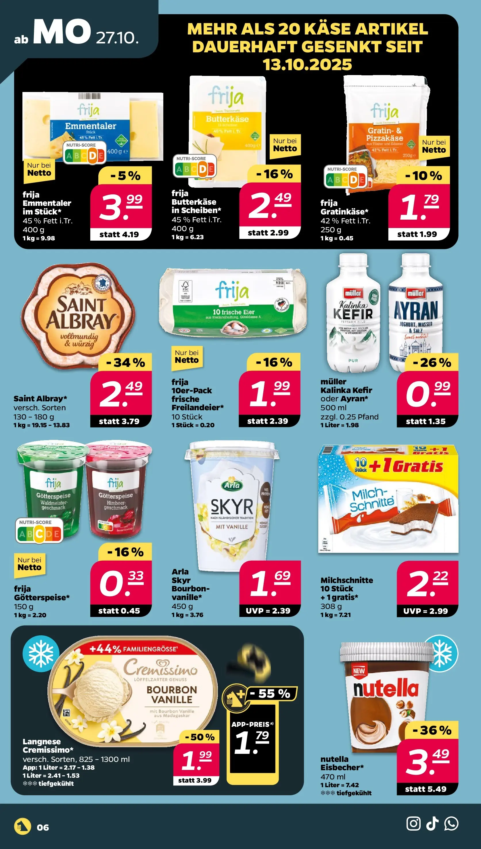Netto - Netto APS : Wochenangebote ab 26.10.2025 → Angebote nächste Woche | Seite: 6 | Produkte: Cremissimo, Nutella, Wasser, Salz